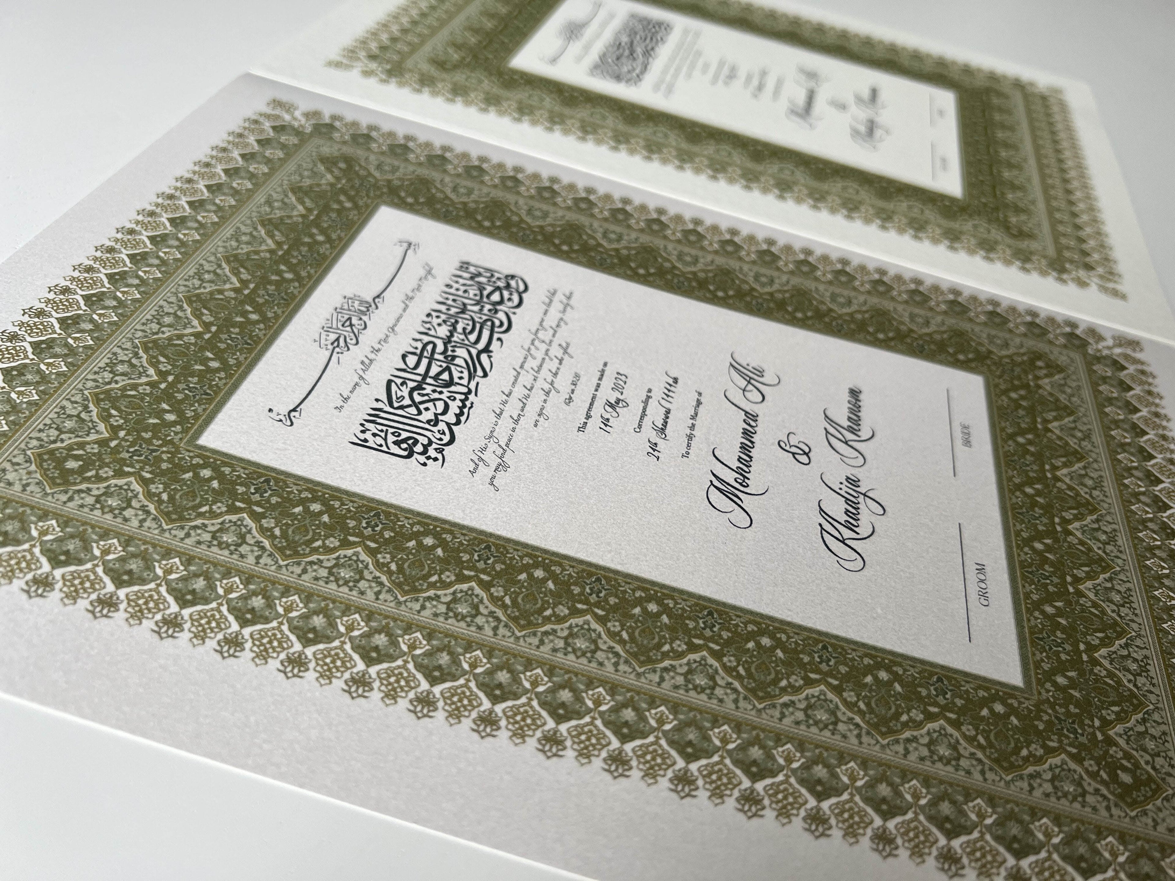 Nikah Certificate - Promise of Peace