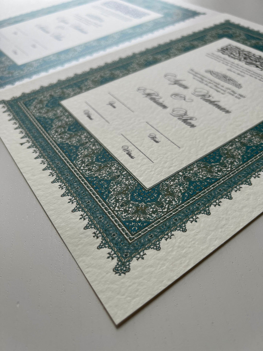 Nikah Certificate - Clarity of Blue