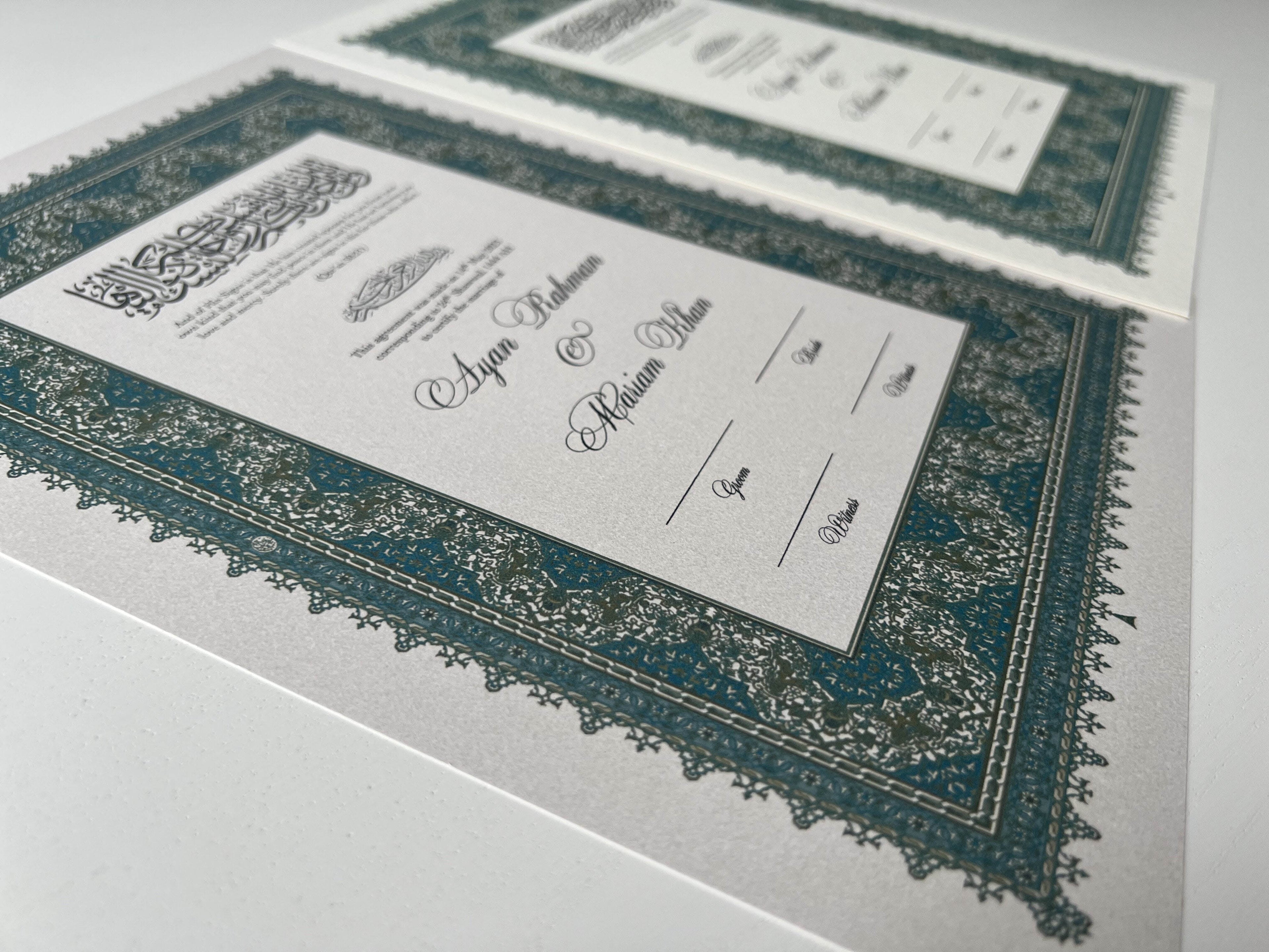 Nikah Certificate - Clarity of Blue