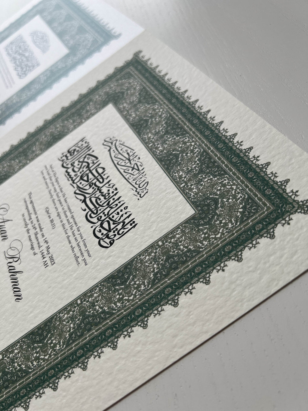 Nikah Certificate - Garden of Joy