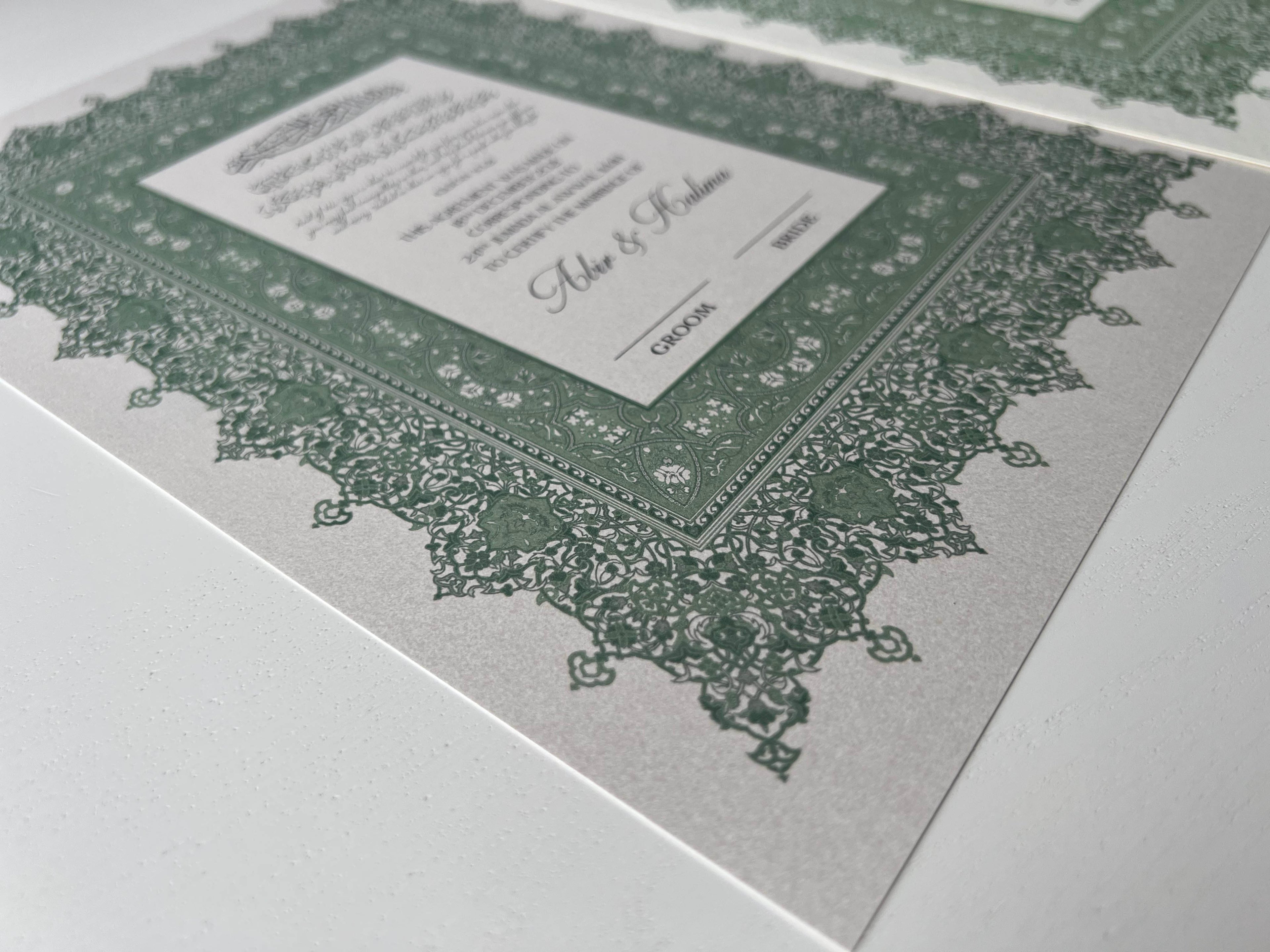 Nikah Certificate - Aura of Peace