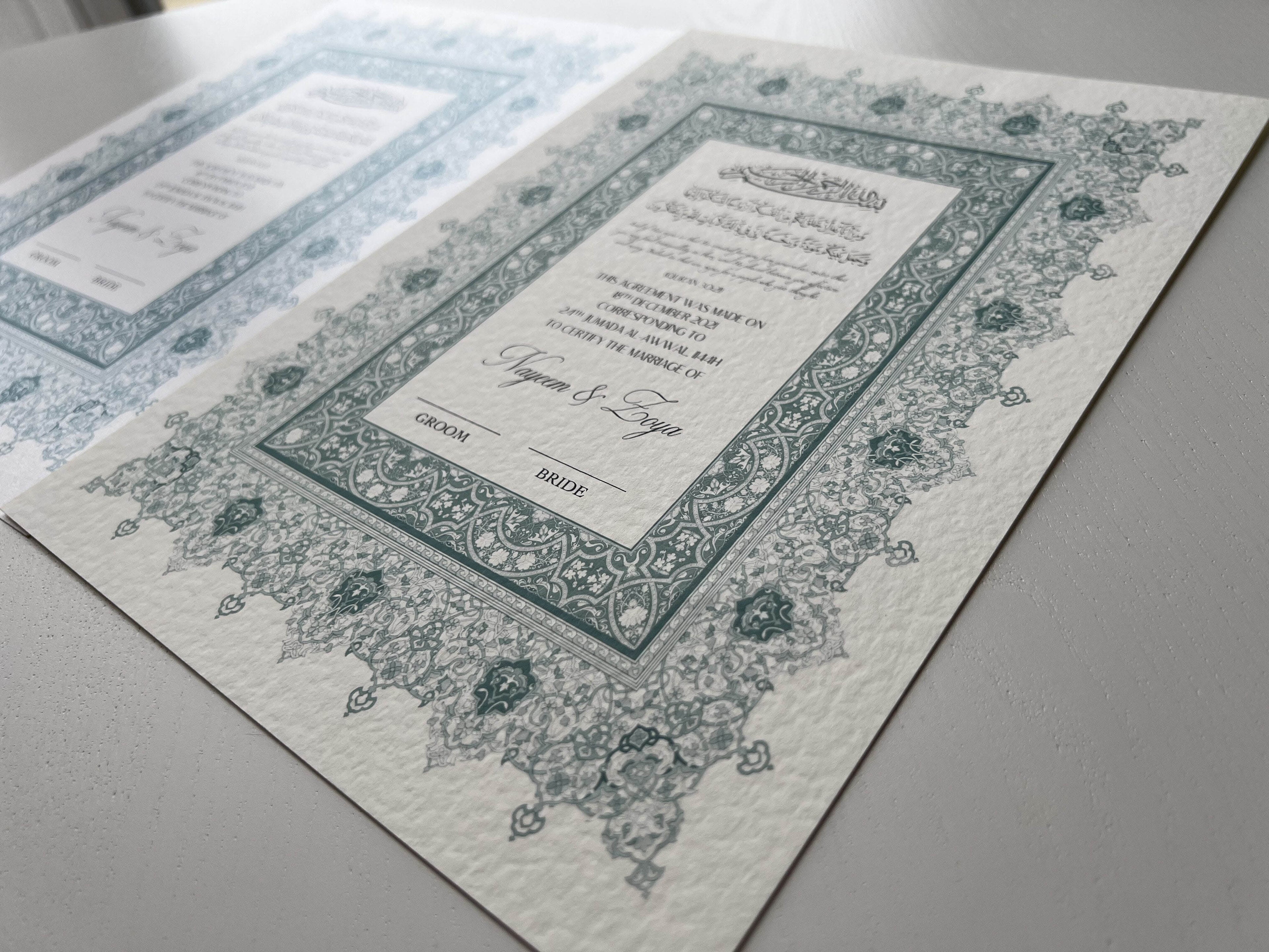 Nikah Certificate - Blue Hope + Pen