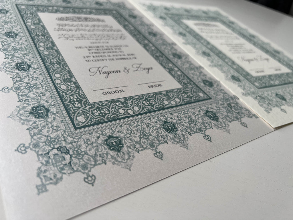 Nikah Certificate - Blue Hope + Pen