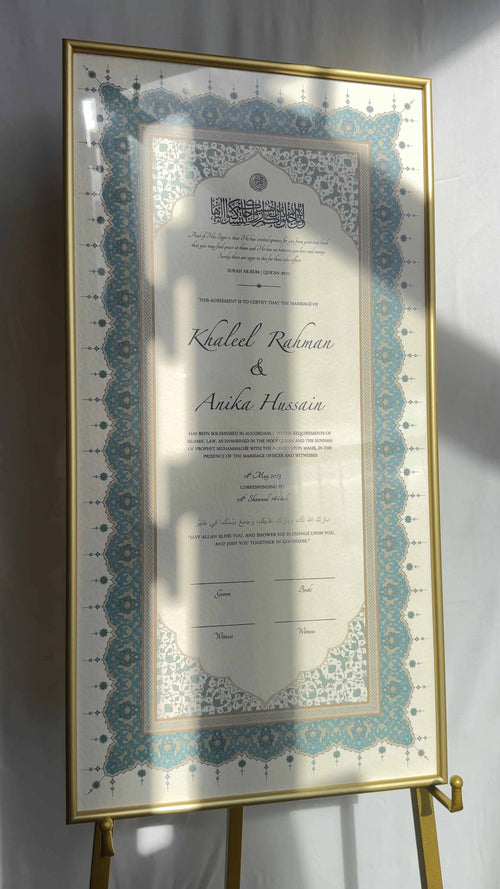 Bundle: Large Extended Nikah Certificate - Crown of Persian Blue