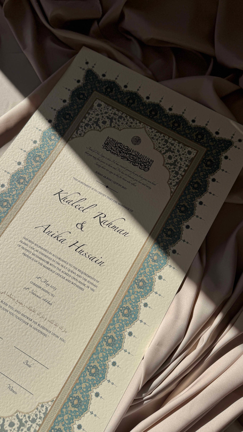 Bundle: Large Extended Nikah Certificate - Crown of Persian Blue