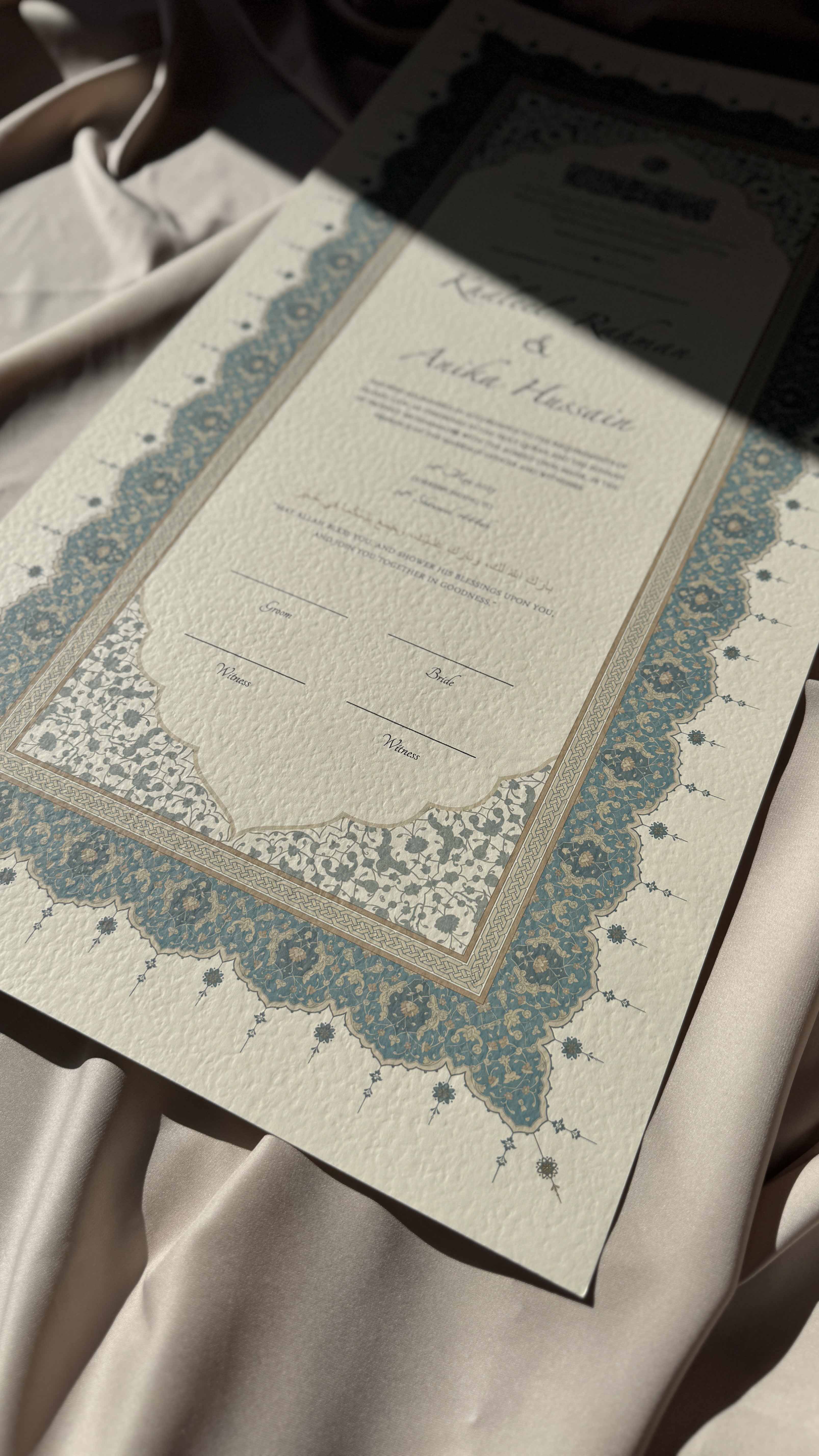 Bundle: Large Extended Nikah Certificate - Crown of Persian Blue