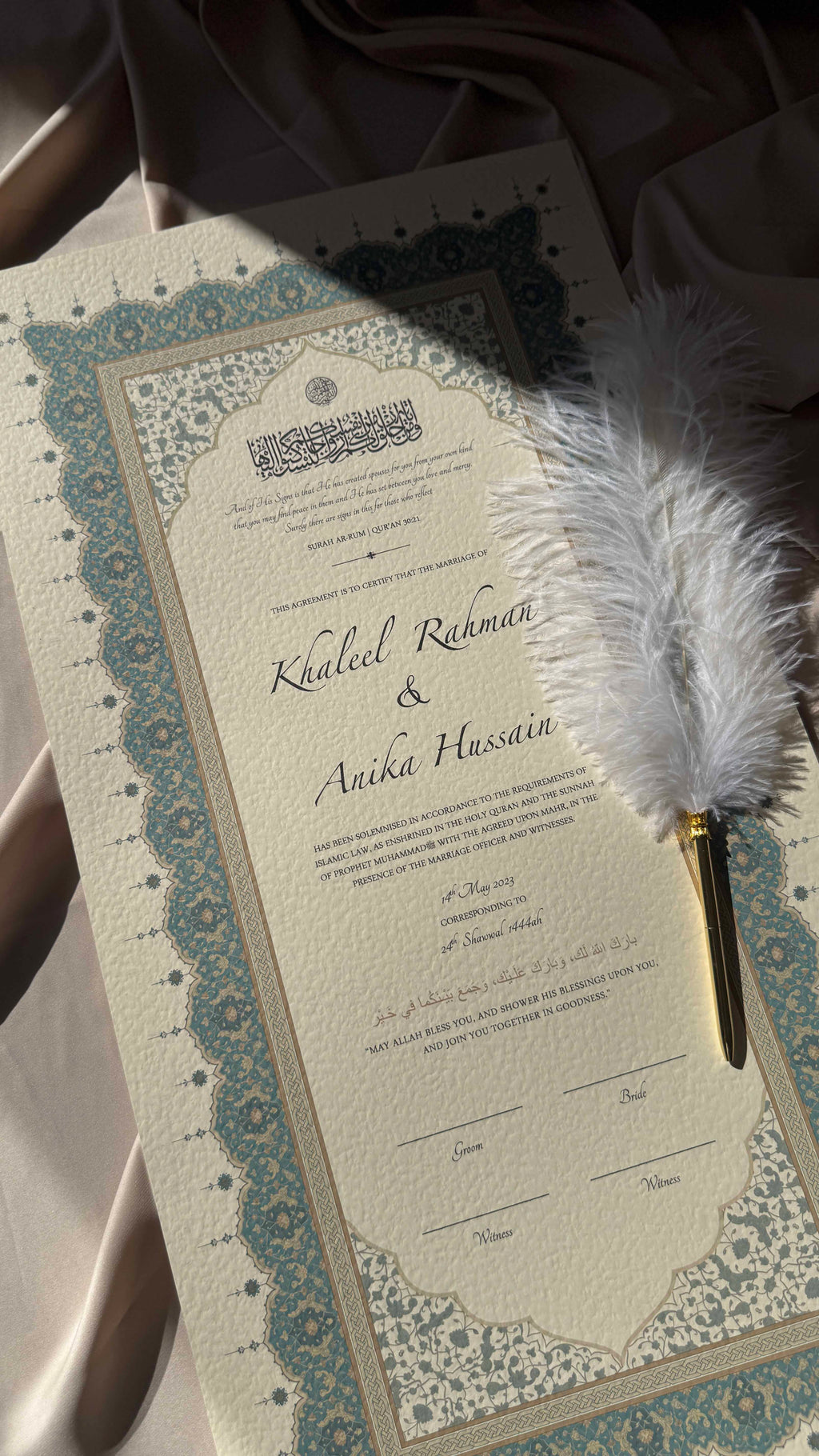 Bundle: Large Extended Nikah Certificate - Crown of Persian Blue