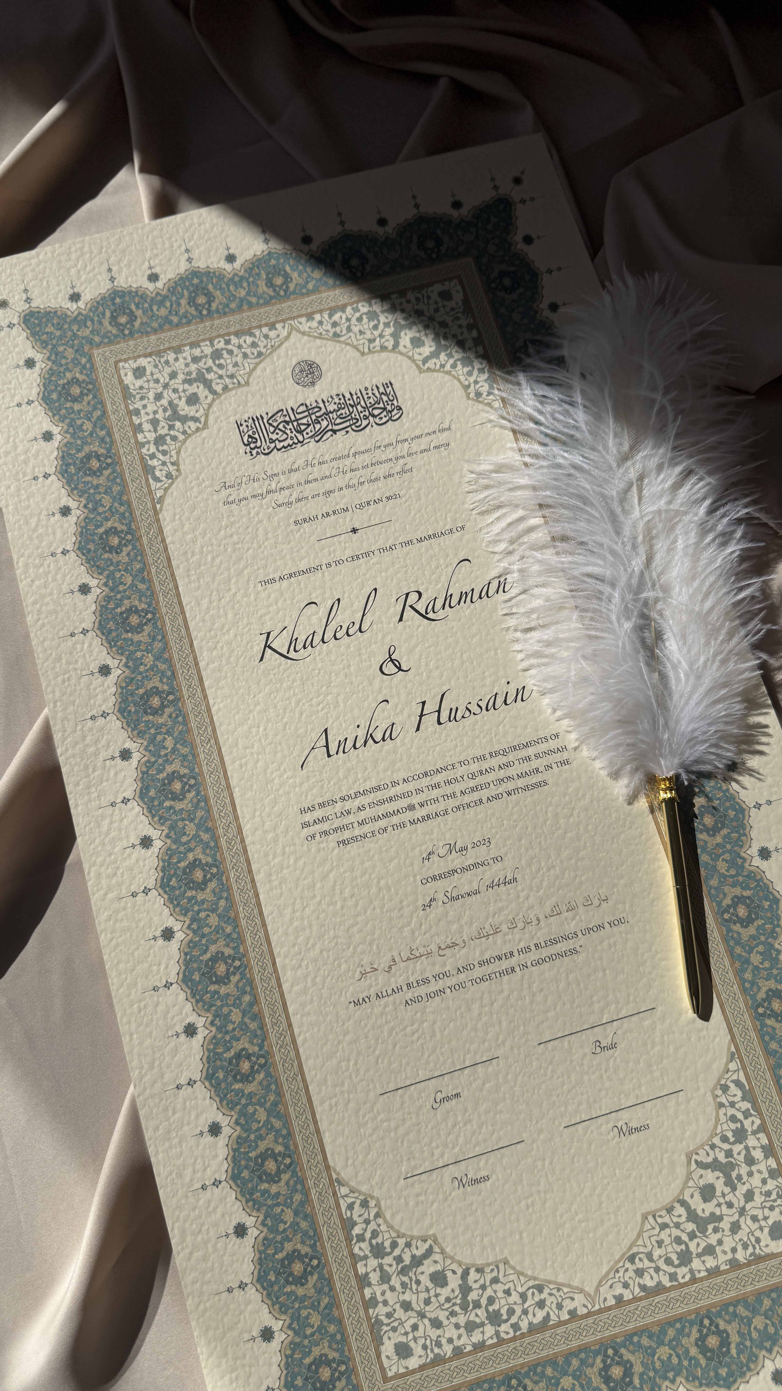 Bundle: Large Extended Nikah Certificate - Crown of Persian Blue