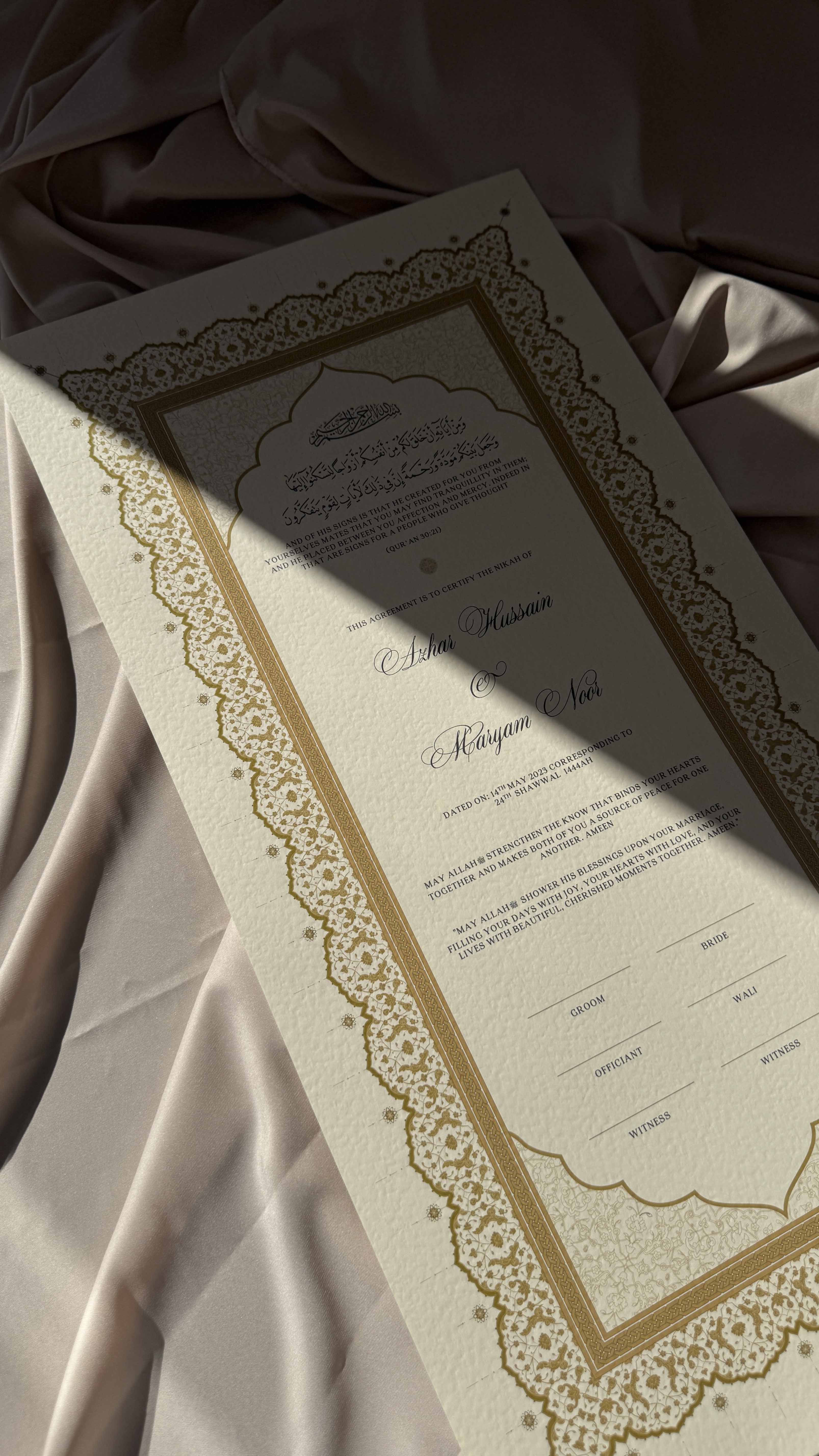 Bundle: Large Extended Nikah Certificate - Desert of Gold