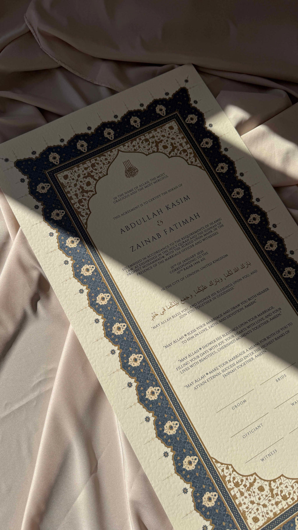 Bundle: Large Extended Nikah Certificate - Night of Blue Sapphire