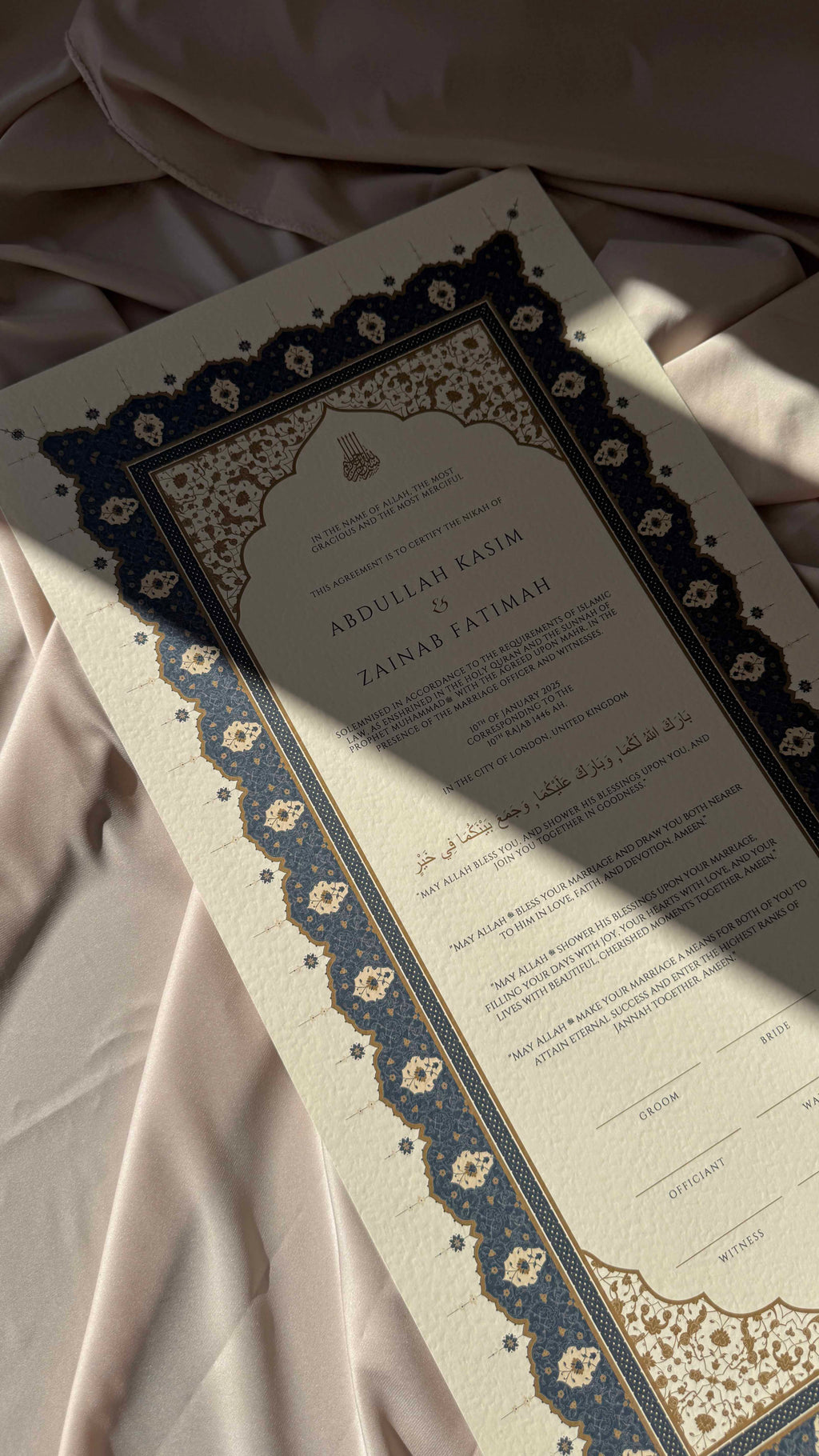 Bundle: Large Extended Nikah Certificate - Night of Blue Sapphire