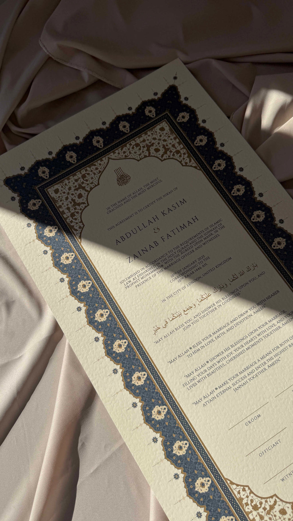 Bundle: Large Extended Nikah Certificate - Night of Blue Sapphire