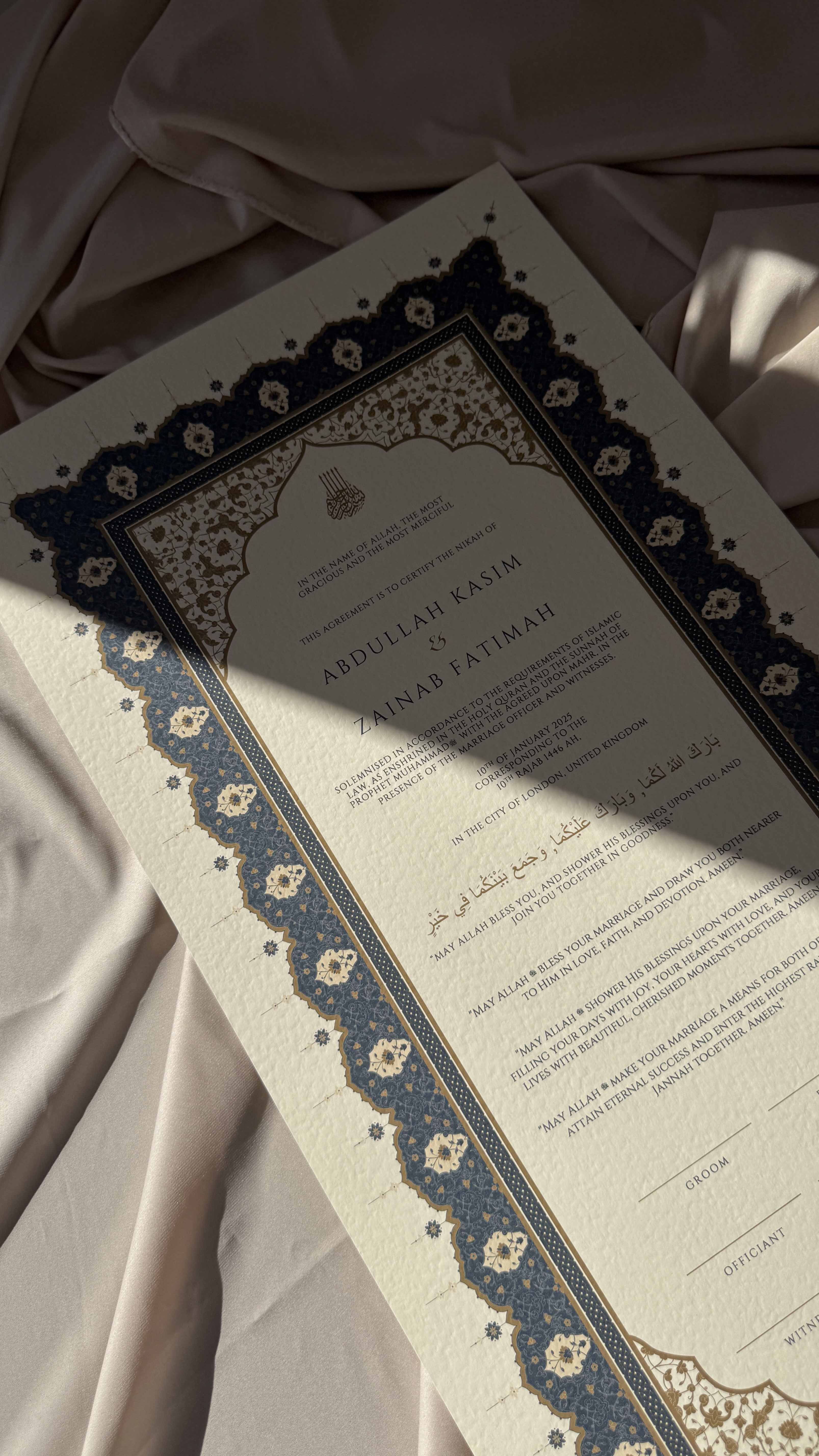 Bundle: Large Extended Nikah Certificate - Night of Blue Sapphire