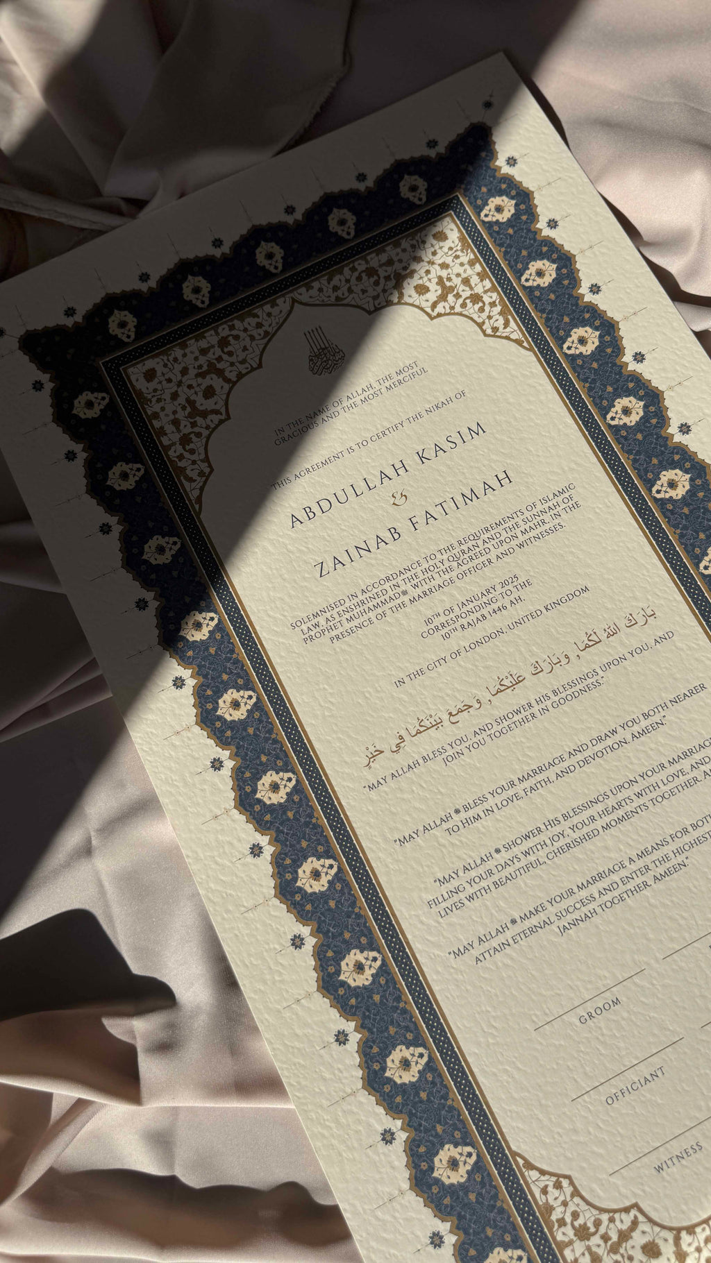 Bundle: Large Extended Nikah Certificate - Night of Blue Sapphire