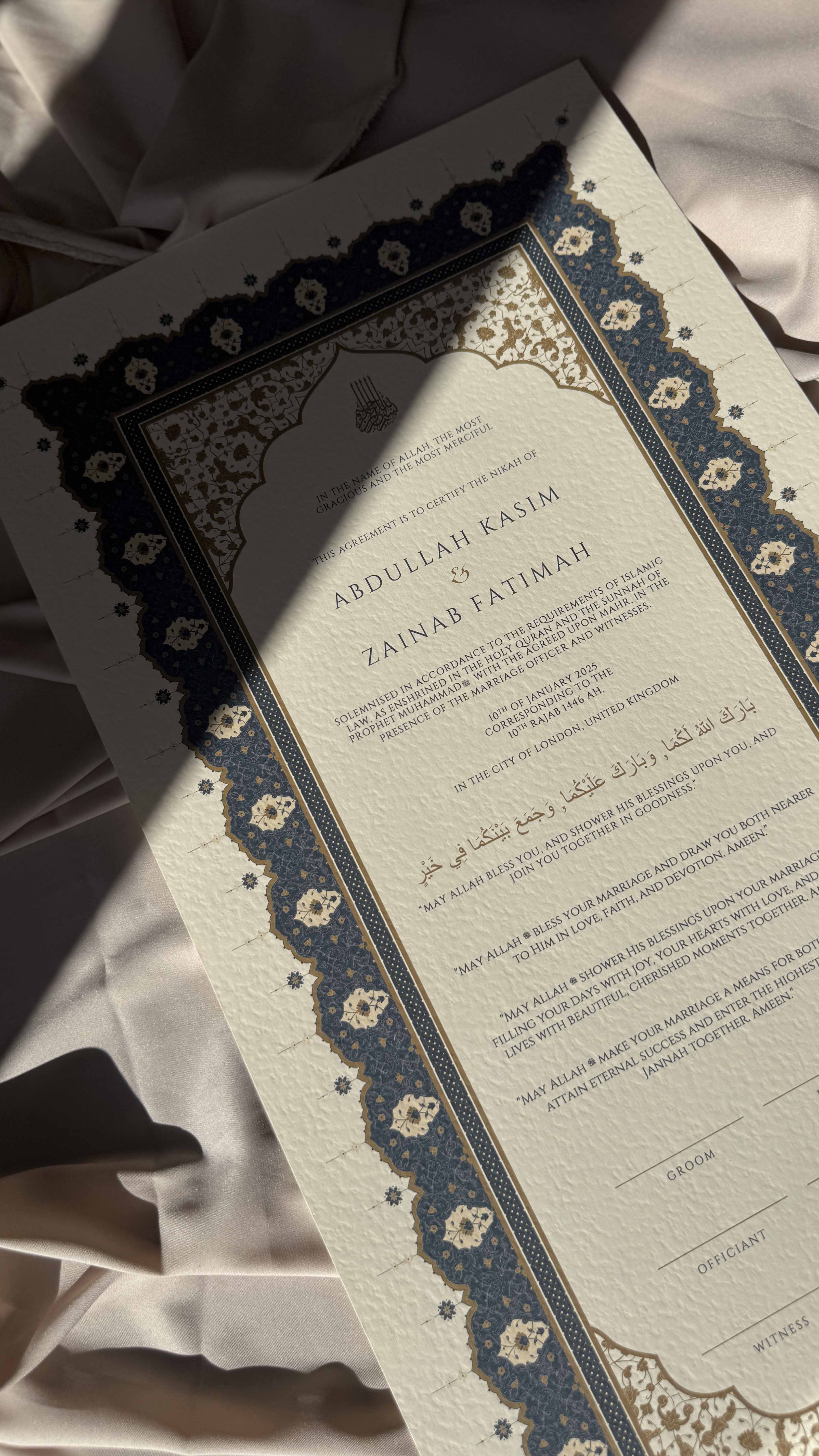 Bundle: Large Extended Nikah Certificate - Night of Blue Sapphire