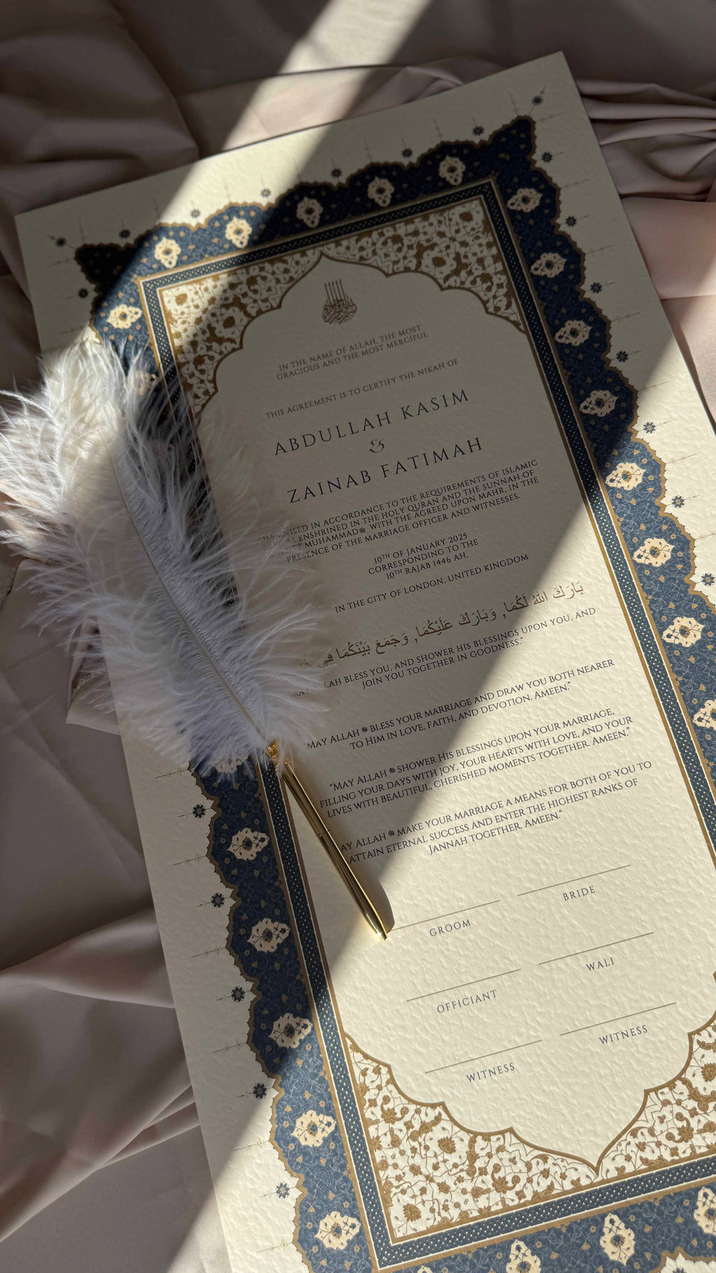 Bundle: Large Extended Nikah Certificate - Night of Blue Sapphire