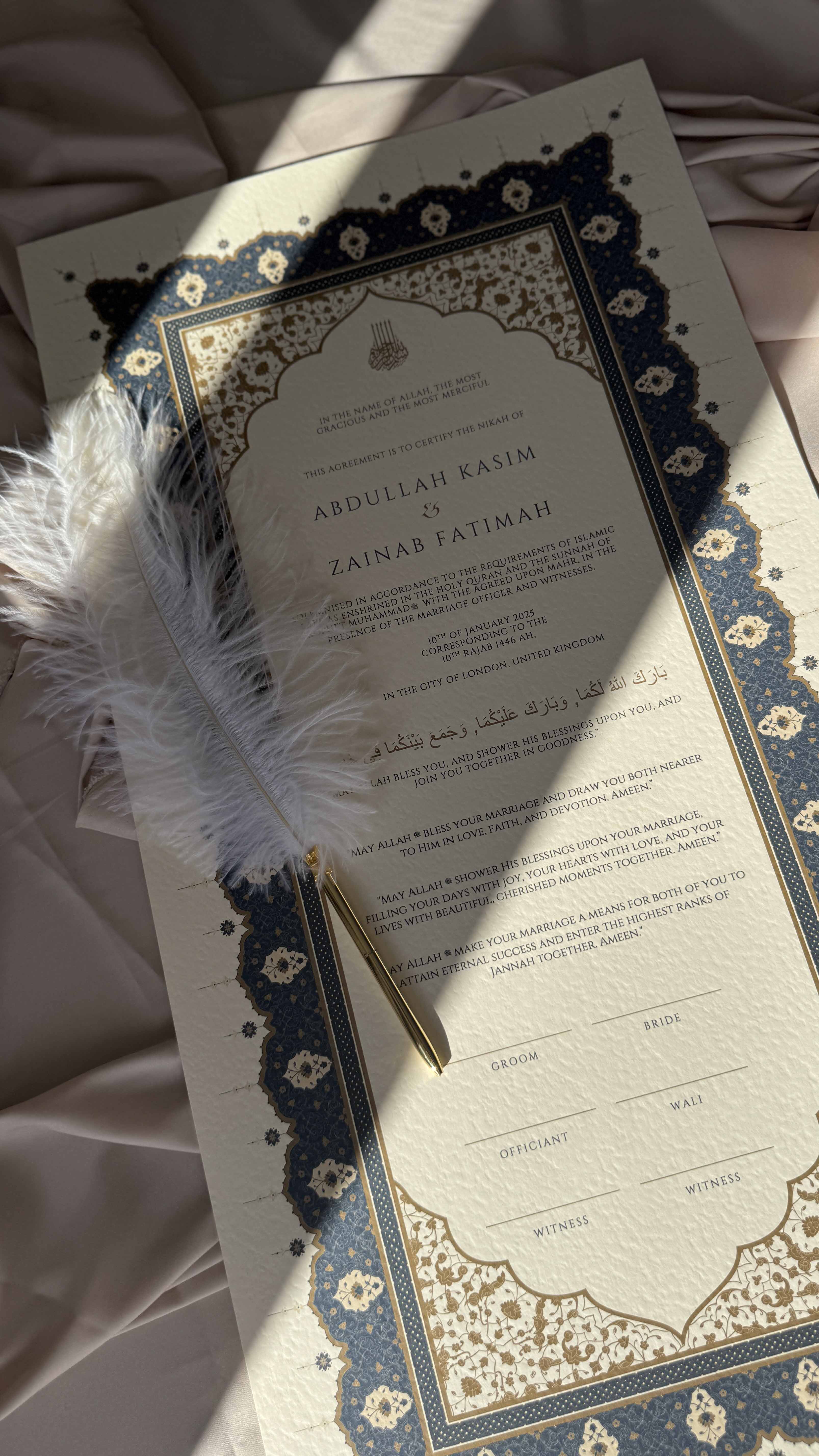 Bundle: Large Extended Nikah Certificate - Night of Blue Sapphire