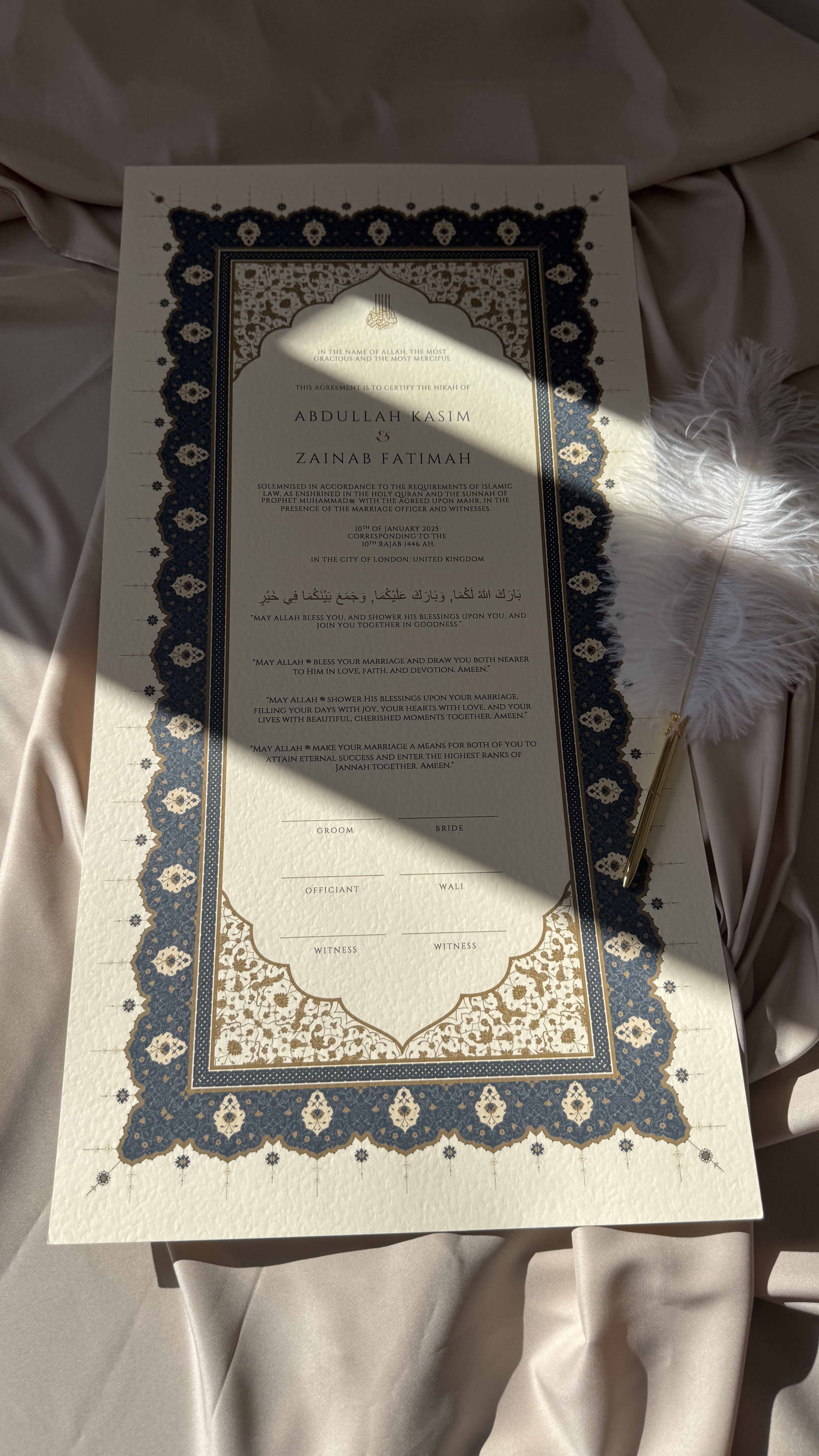 Bundle: Large Extended Nikah Certificate - Night of Blue Sapphire