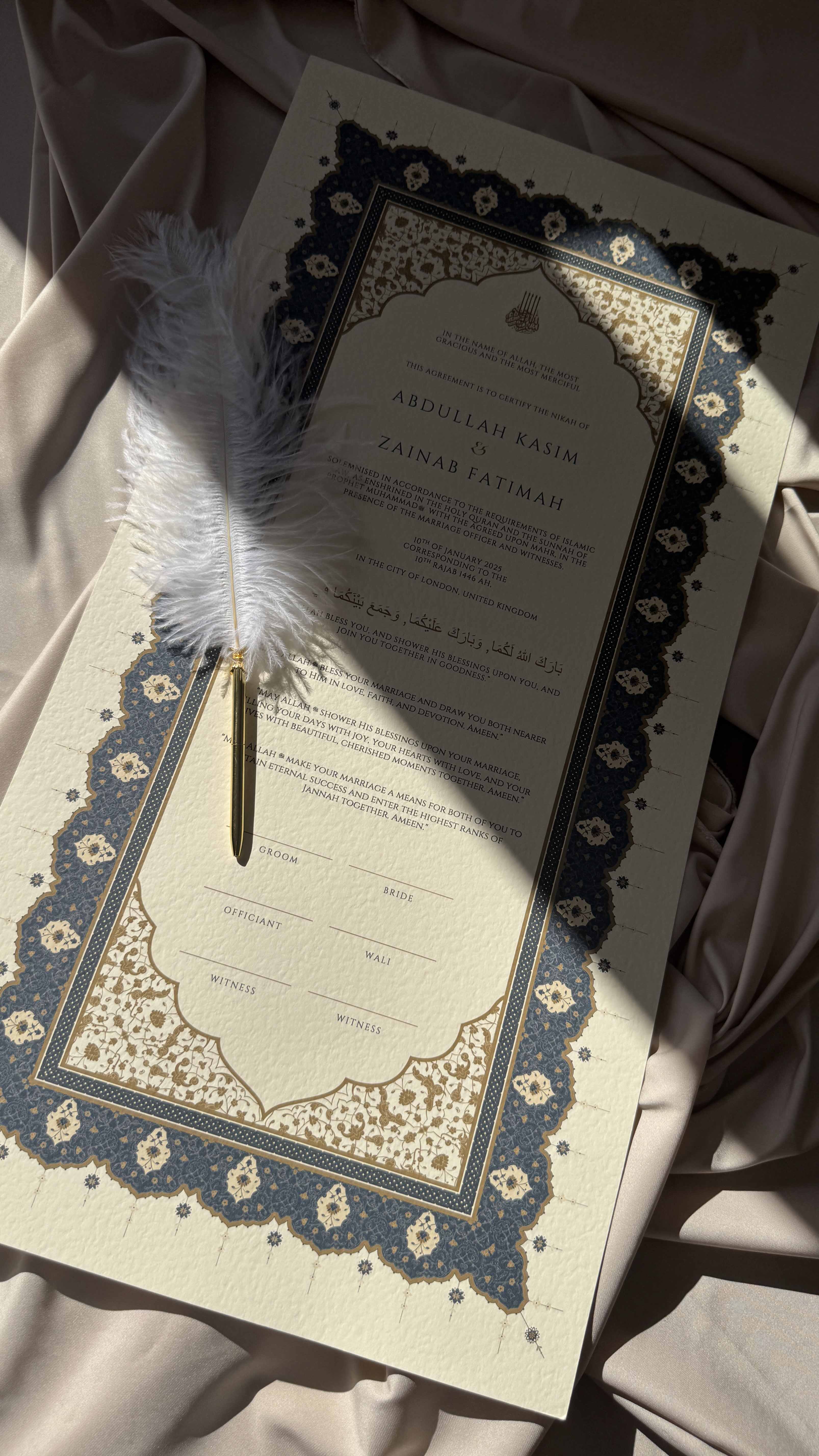 Bundle: Large Extended Nikah Certificate - Night of Blue Sapphire