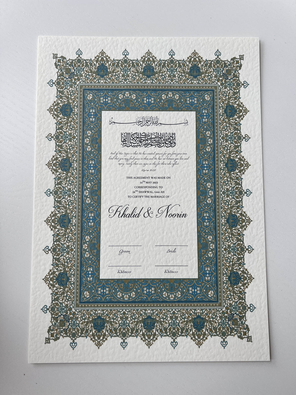 Nikah Certificate - Hearts Bond + Pen