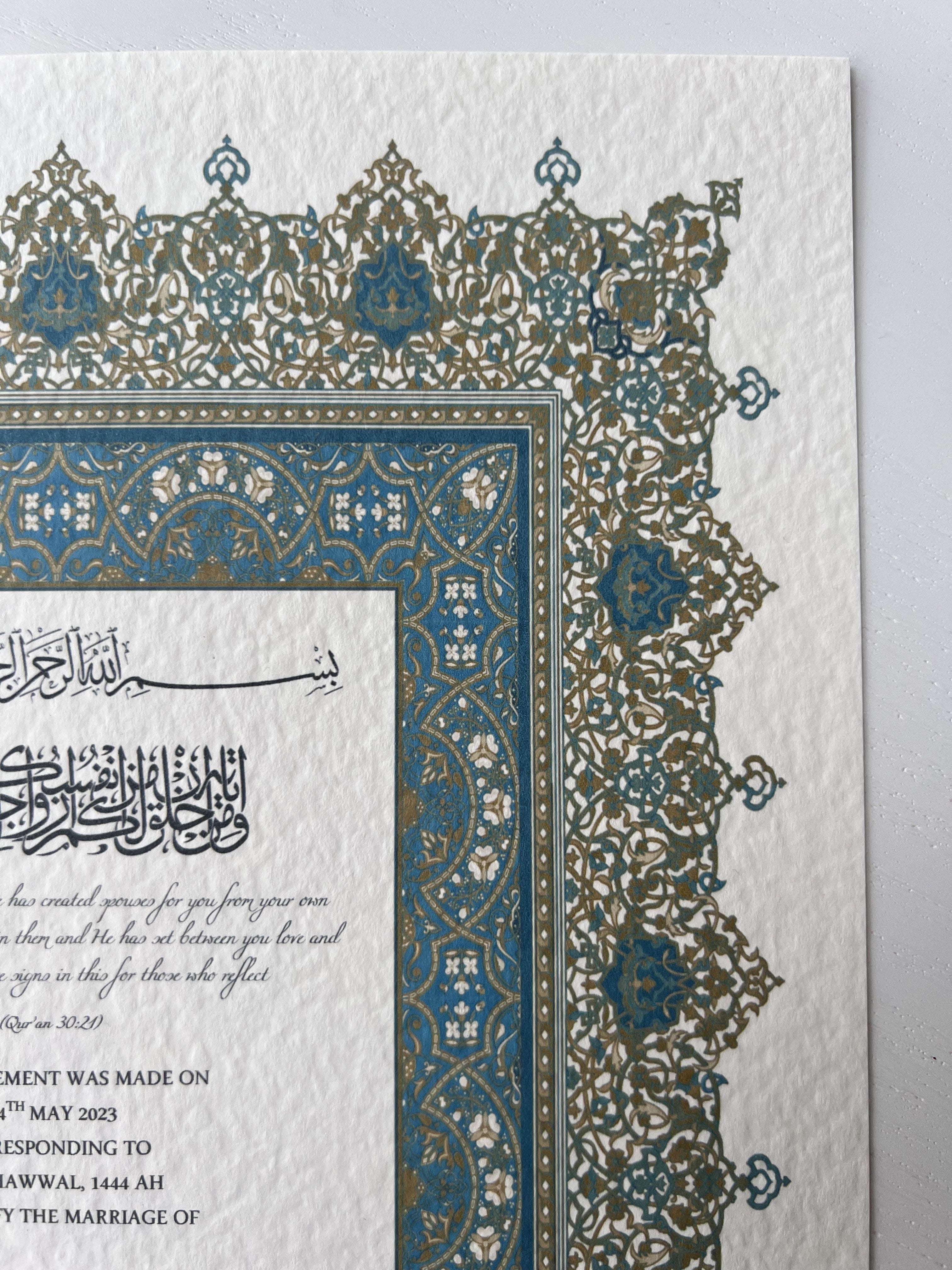 Nikah Certificate - Hearts Bond + Pen
