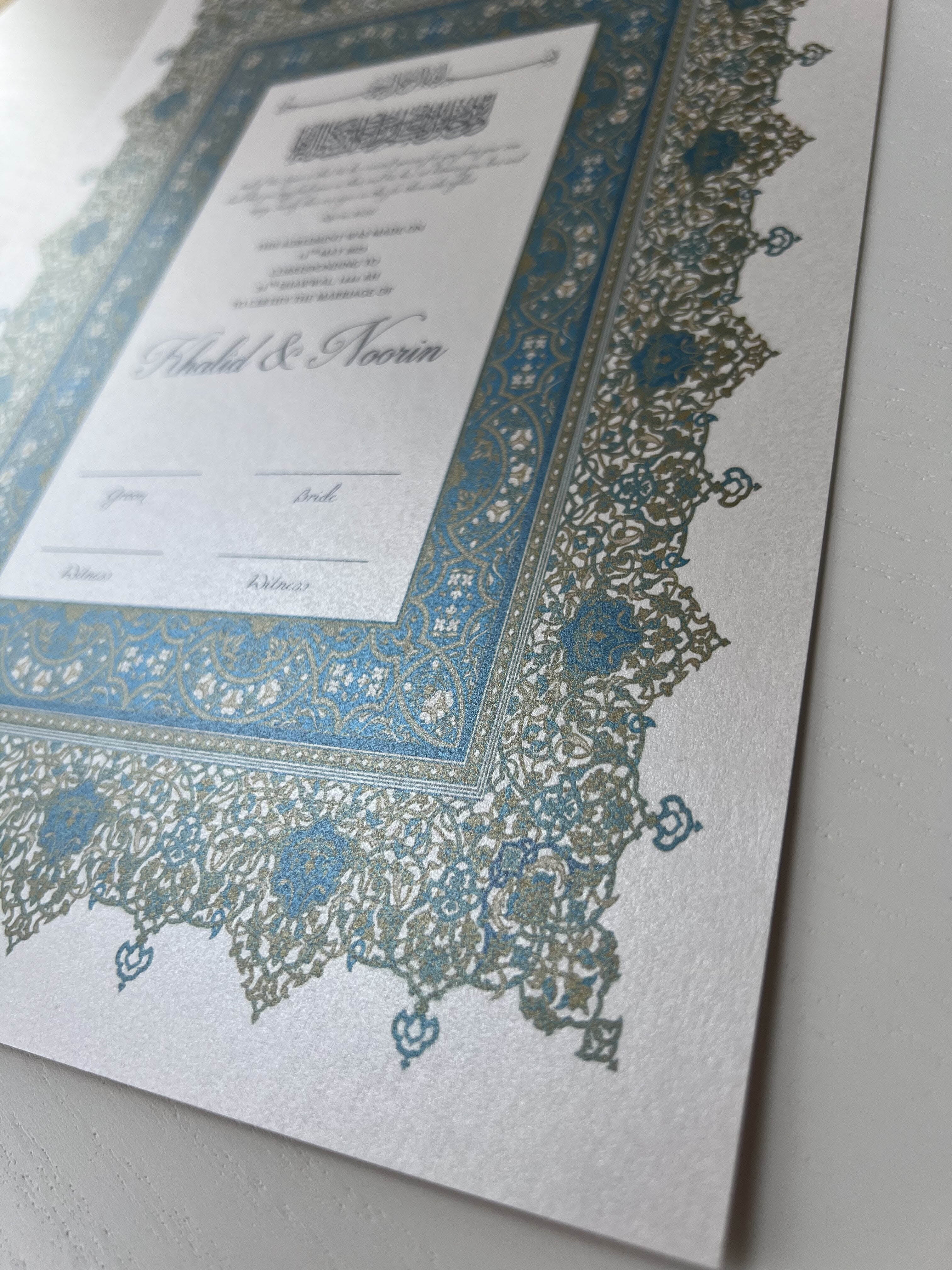 Nikah Certificate - Hearts Bond + Pen