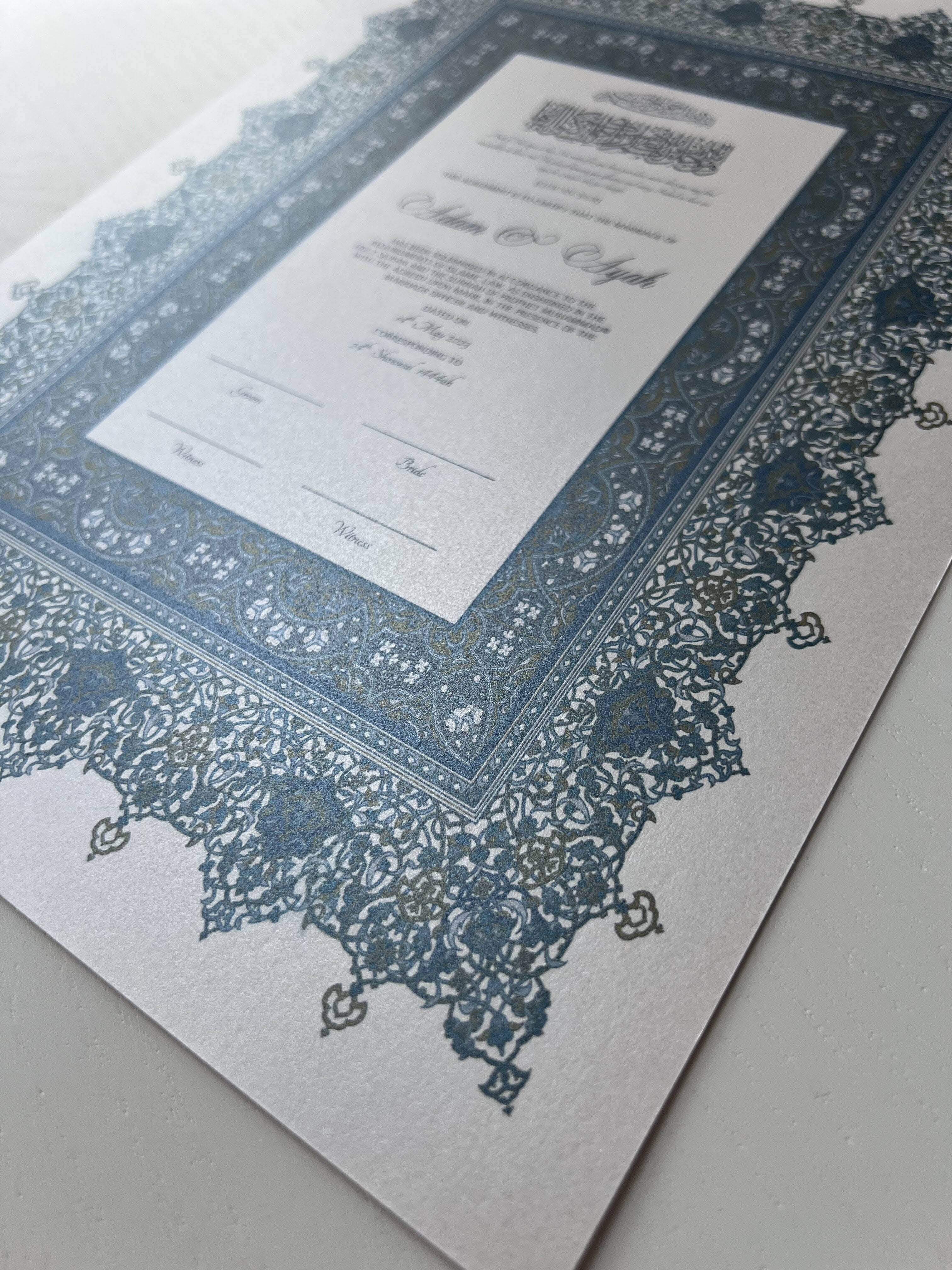 Nikah Certificate - Heart of the Sky
