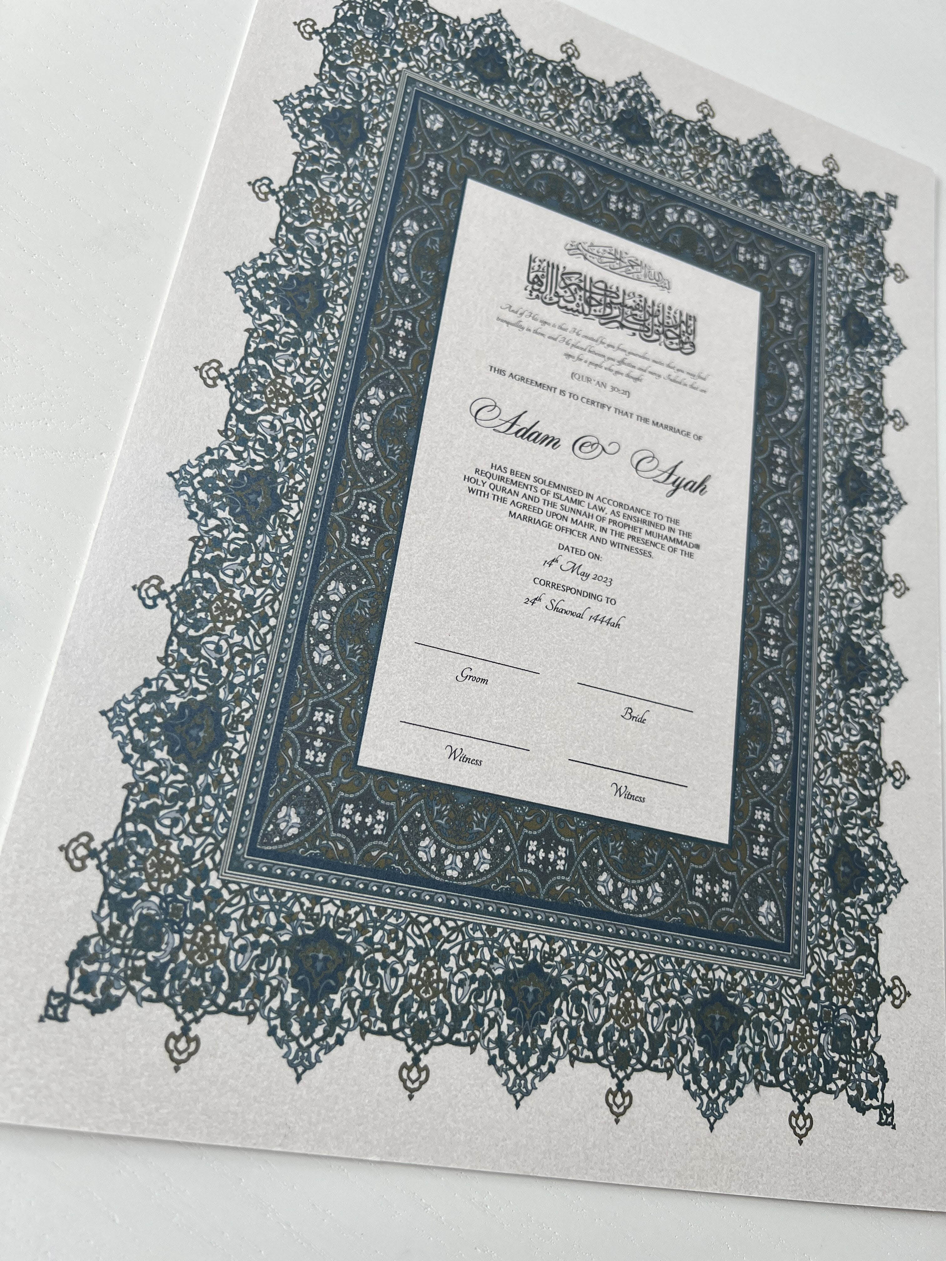 Nikah Certificate - Heart of the Sky