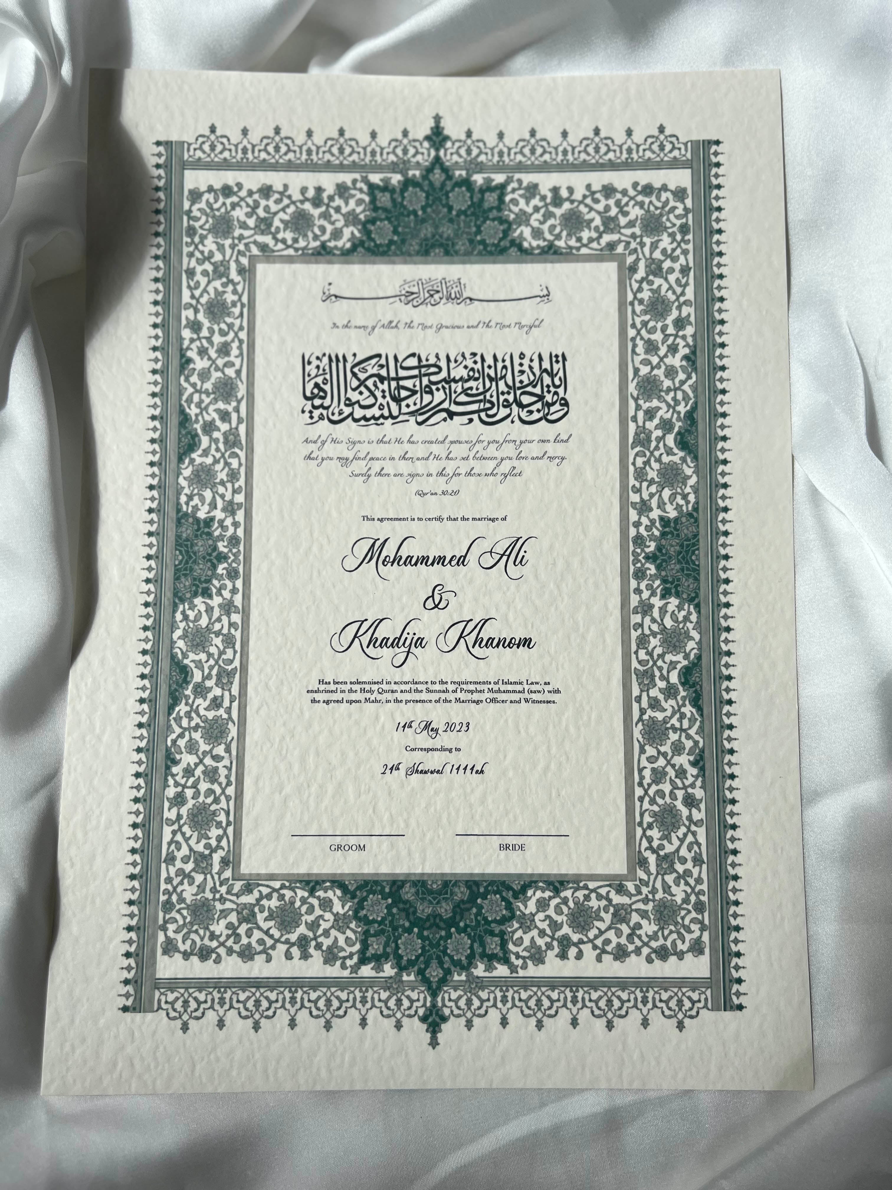 Nikah Certificate - Light of Life