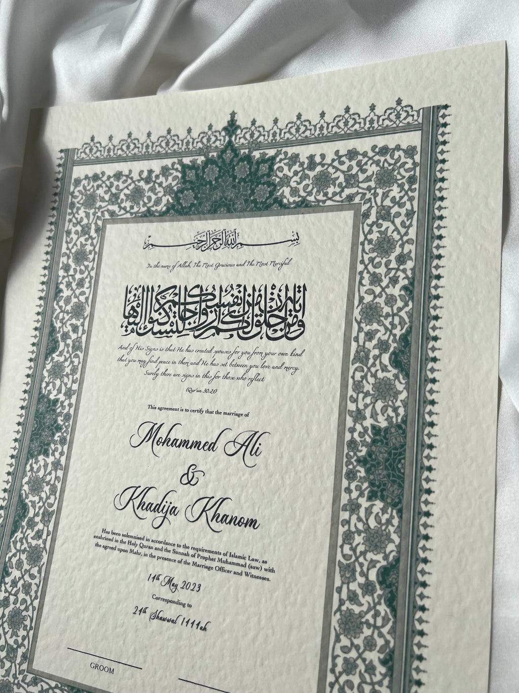 Nikah Certificate - Light of Life