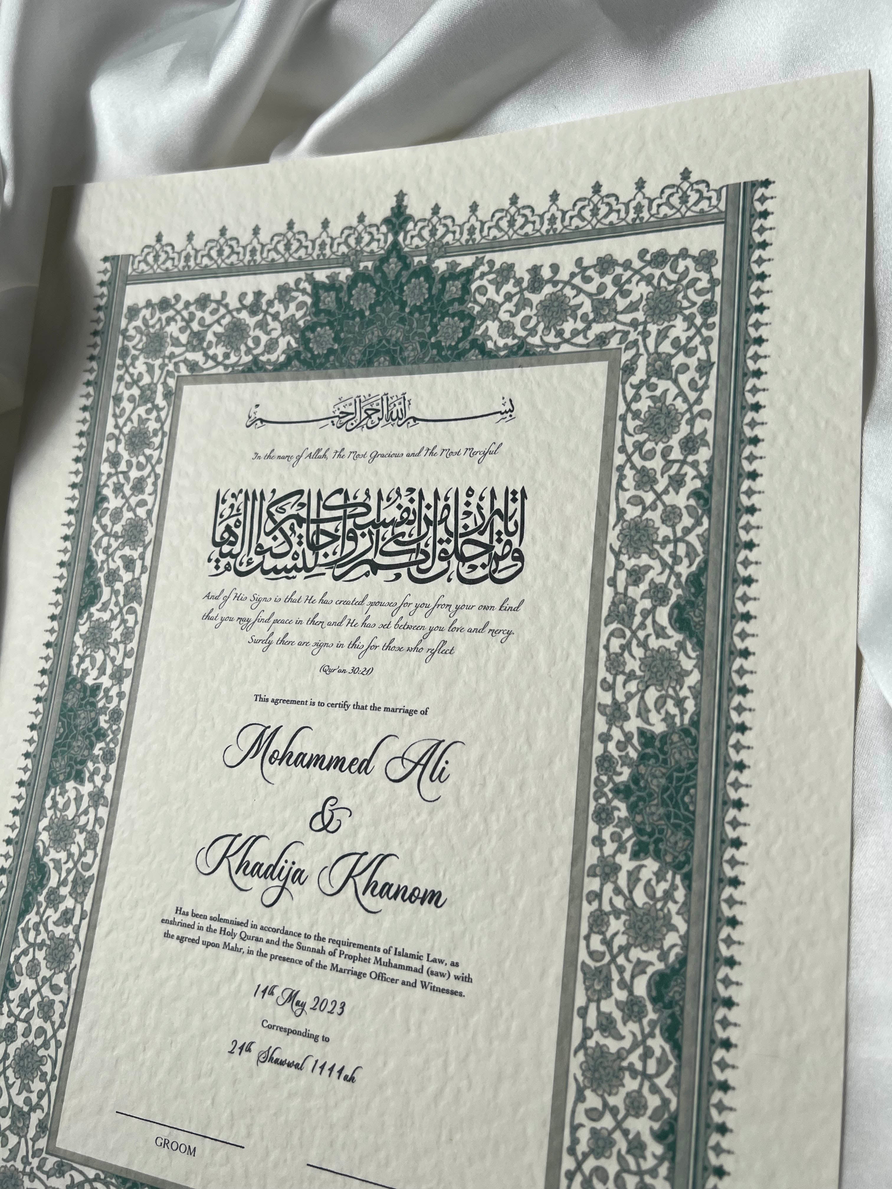 Nikah Certificate - Light of Life