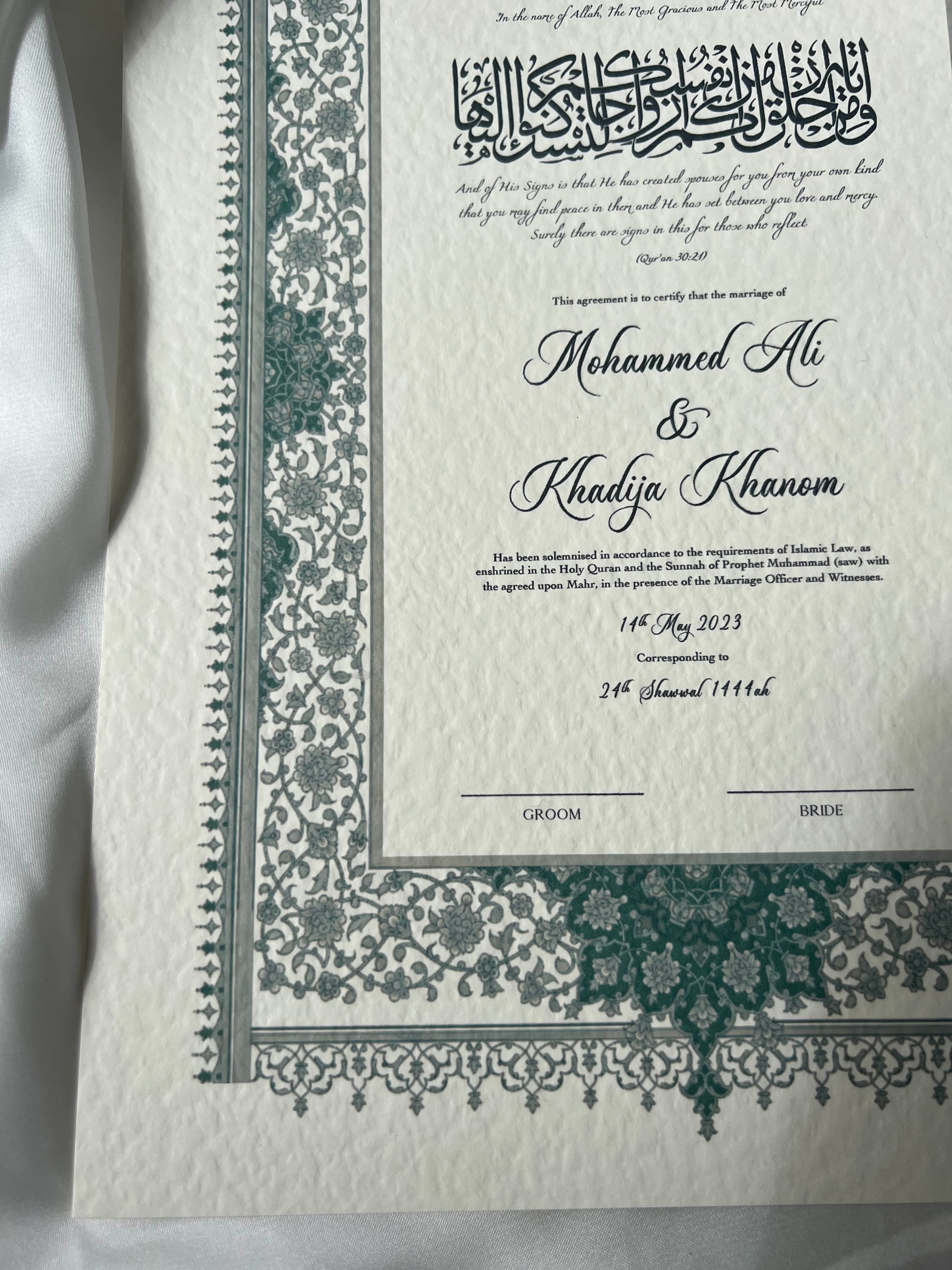 Nikah Certificate - Light of Life