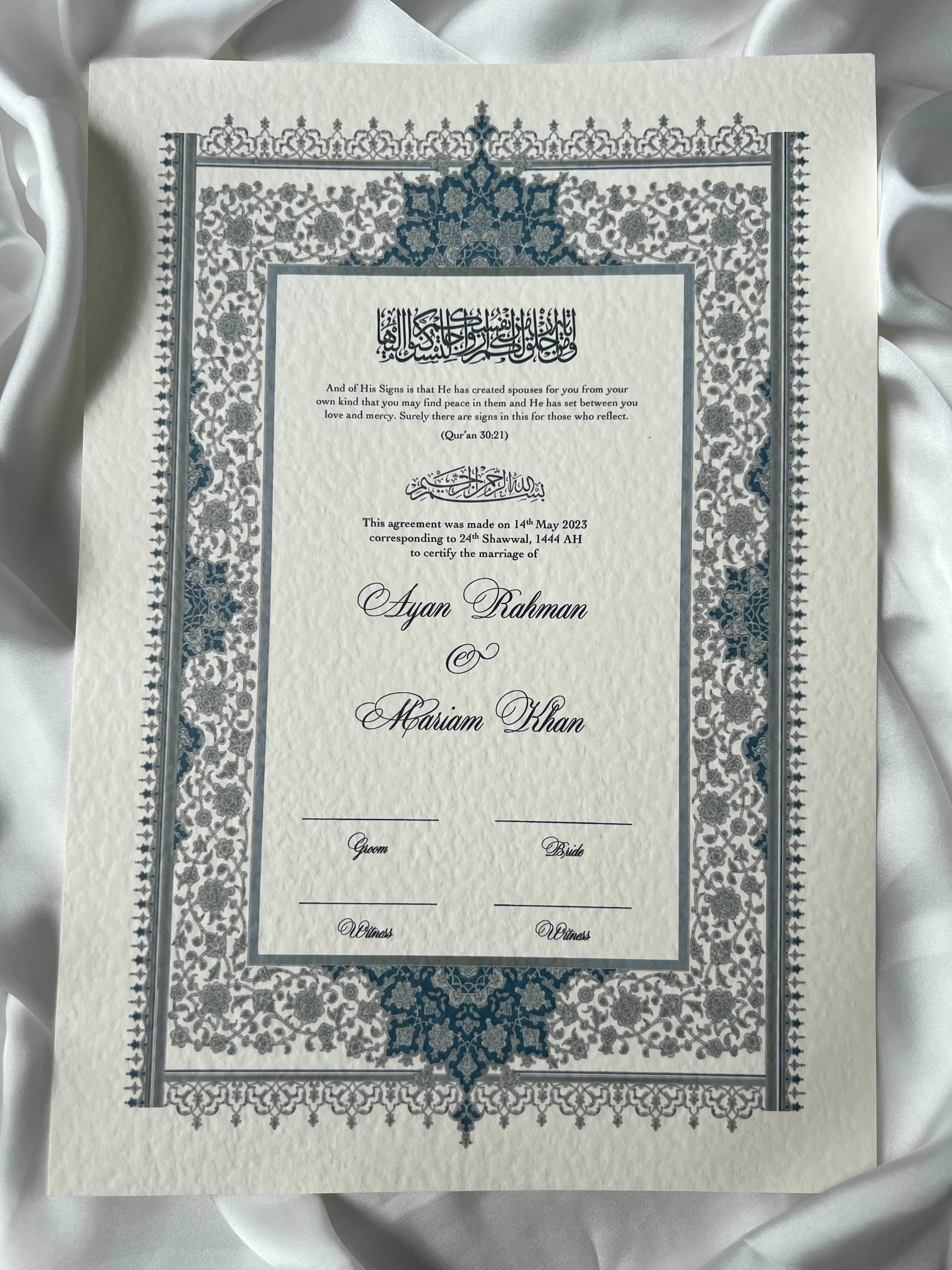 Nikah Certificate - Gems of the Sea + Pen