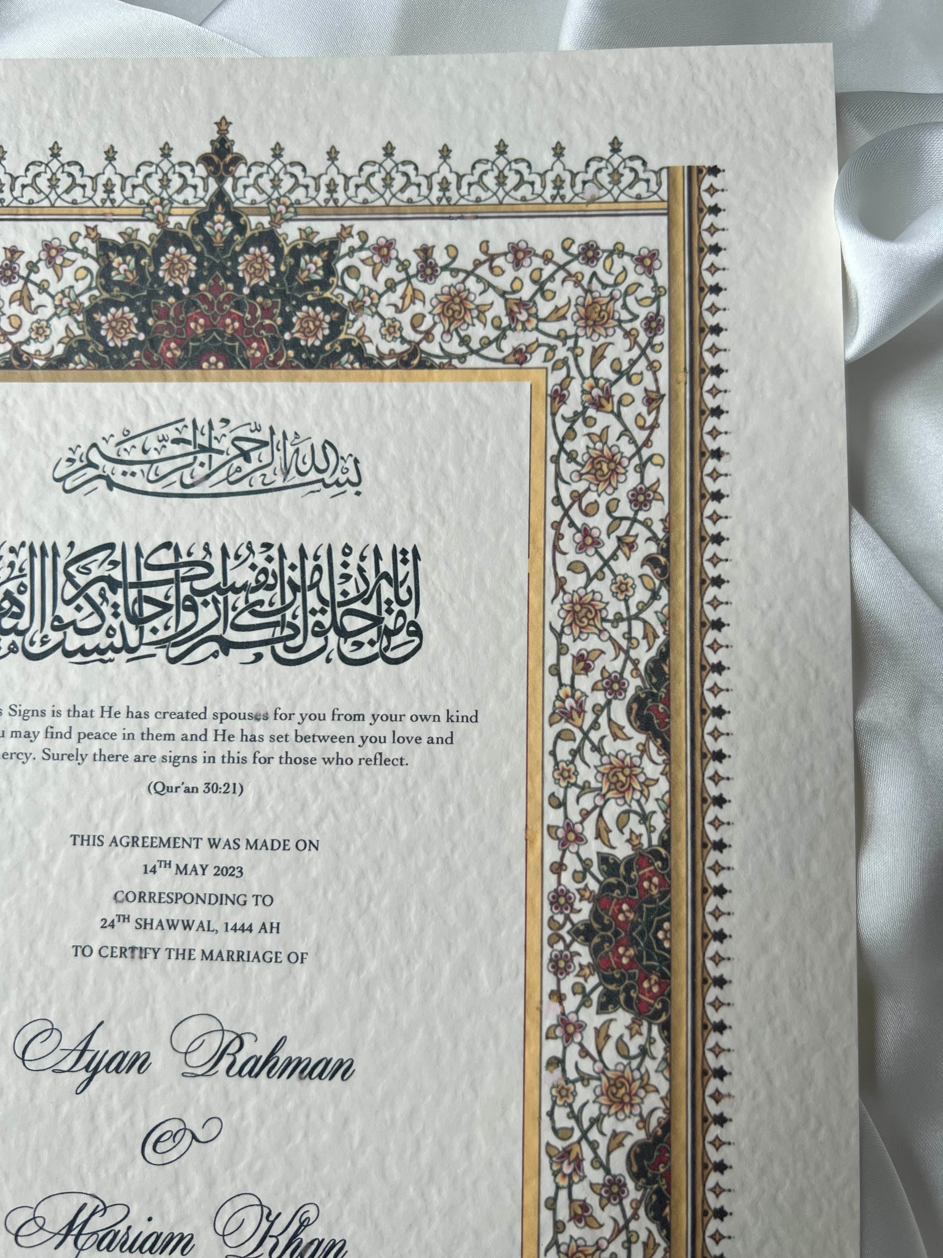 Nikah Certificate - Red of Comfort