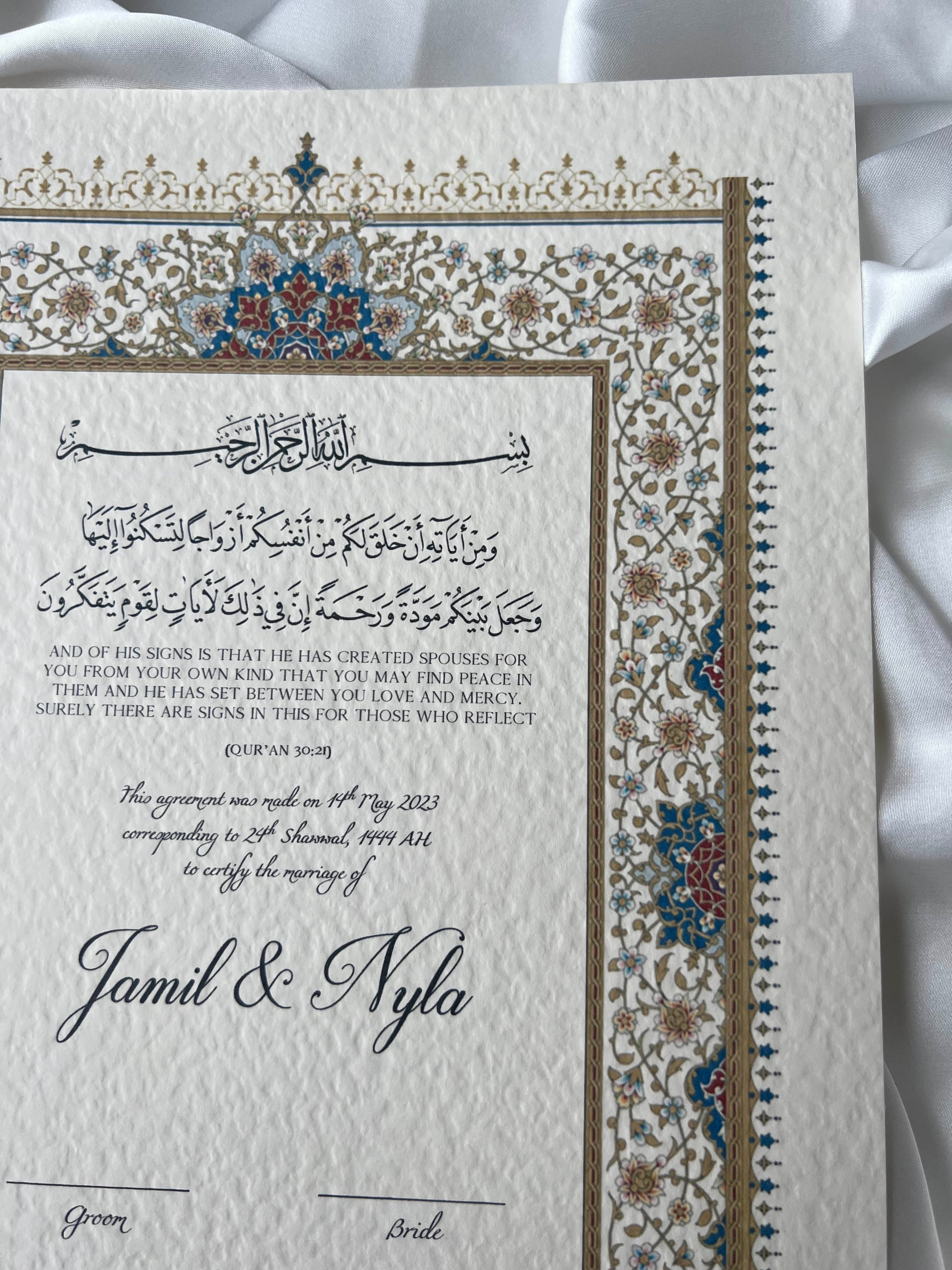 Nikah Certificate - Treasure of Emotions