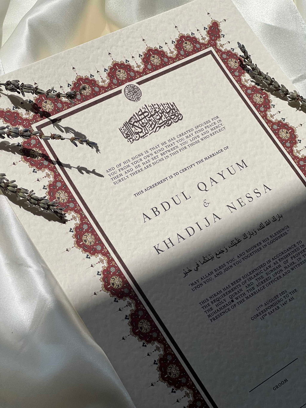 Nikah Certificate - Two Hearts as One
