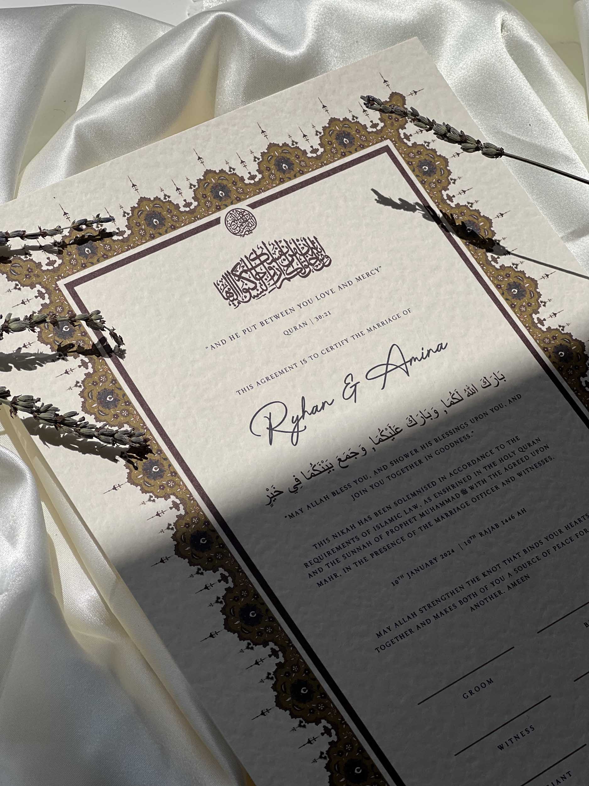 Nikah Certificate - A Heart of Gold