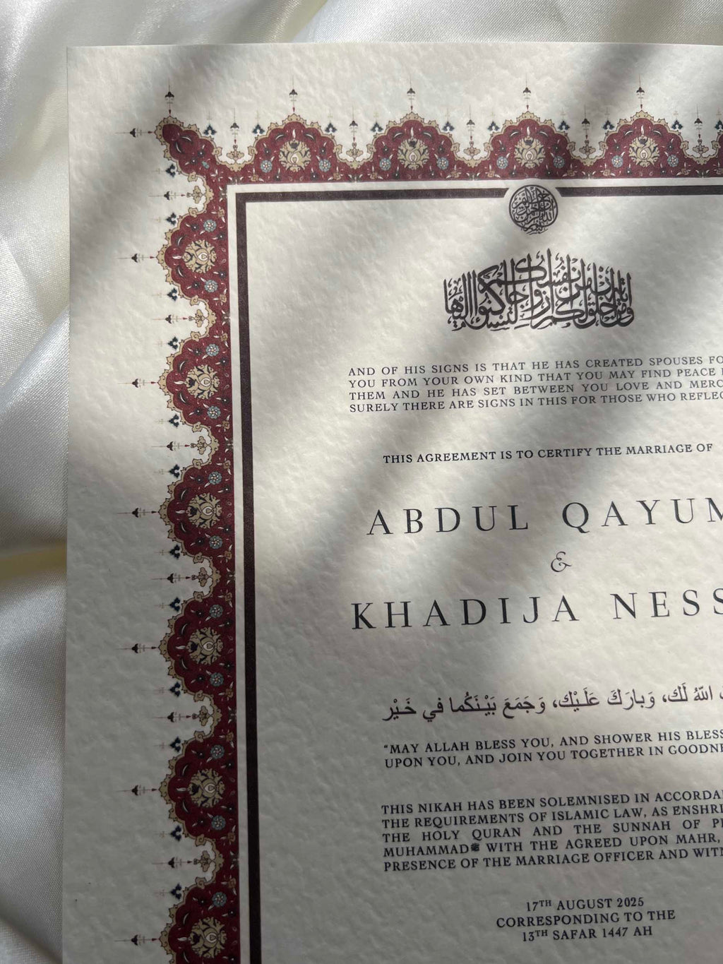 Nikah Certificate - Two Hearts as One