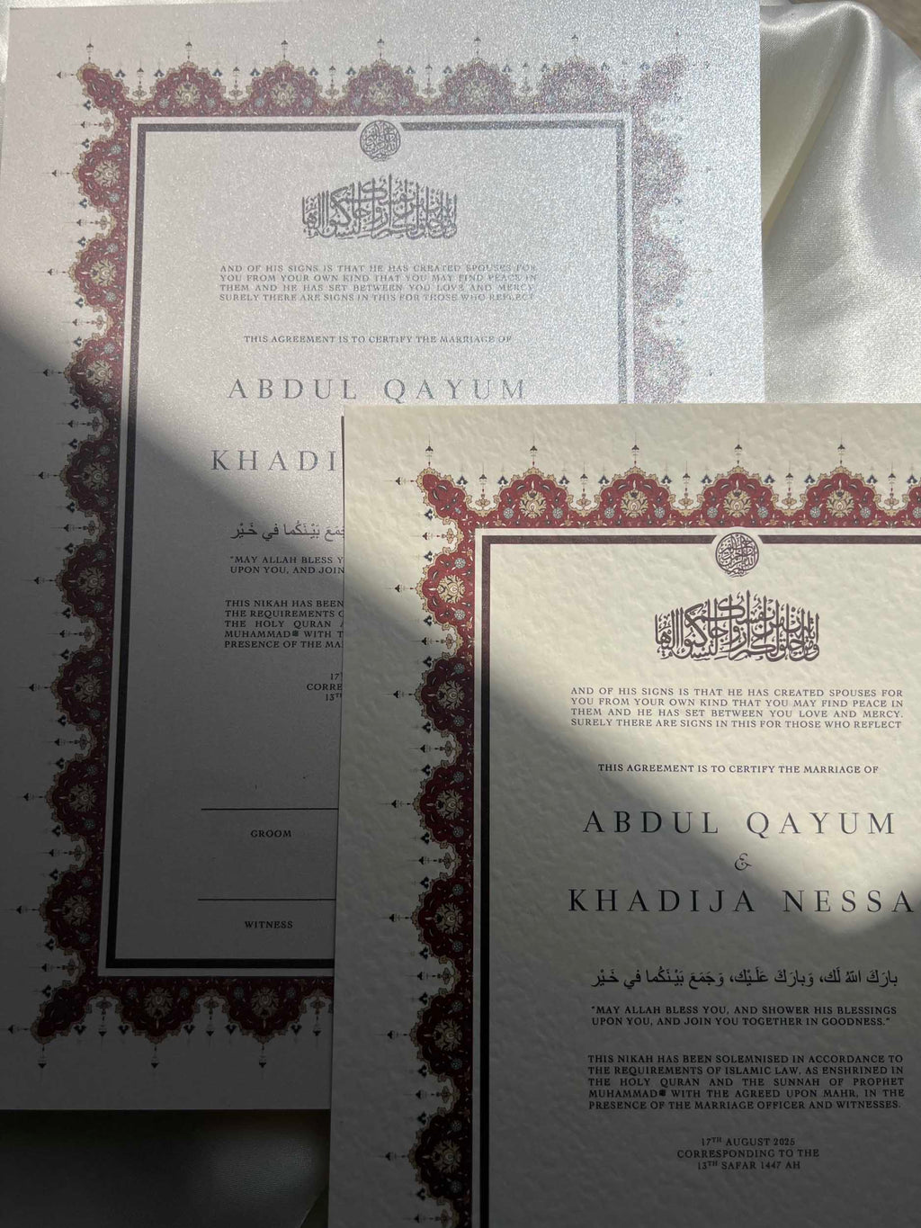 Nikah Certificate - Two Hearts as One