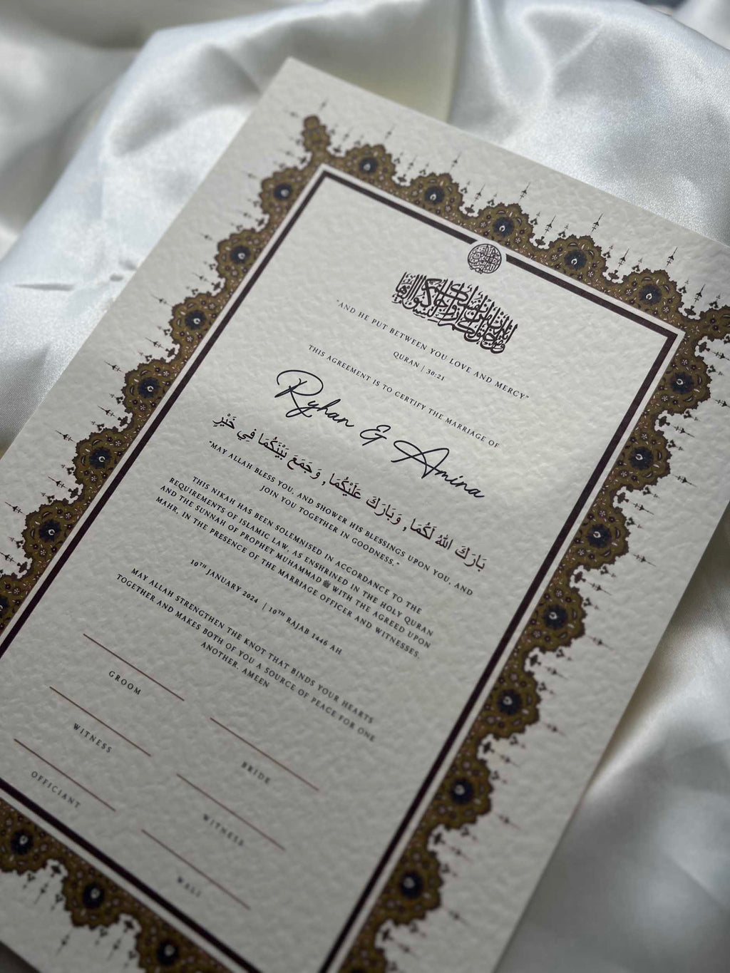 Nikah Certificate - A Heart of Gold