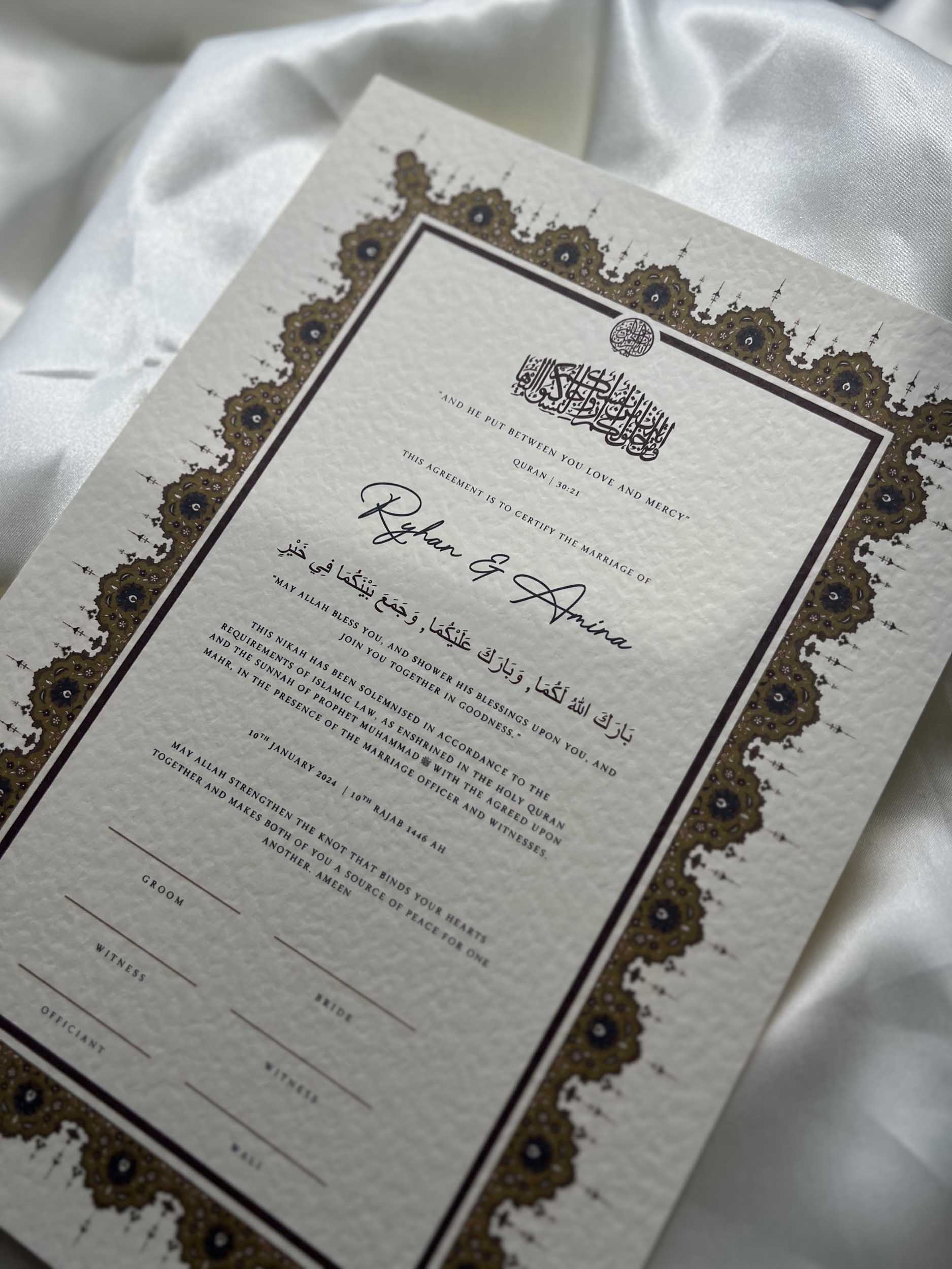 Nikah Certificate - A Heart of Gold