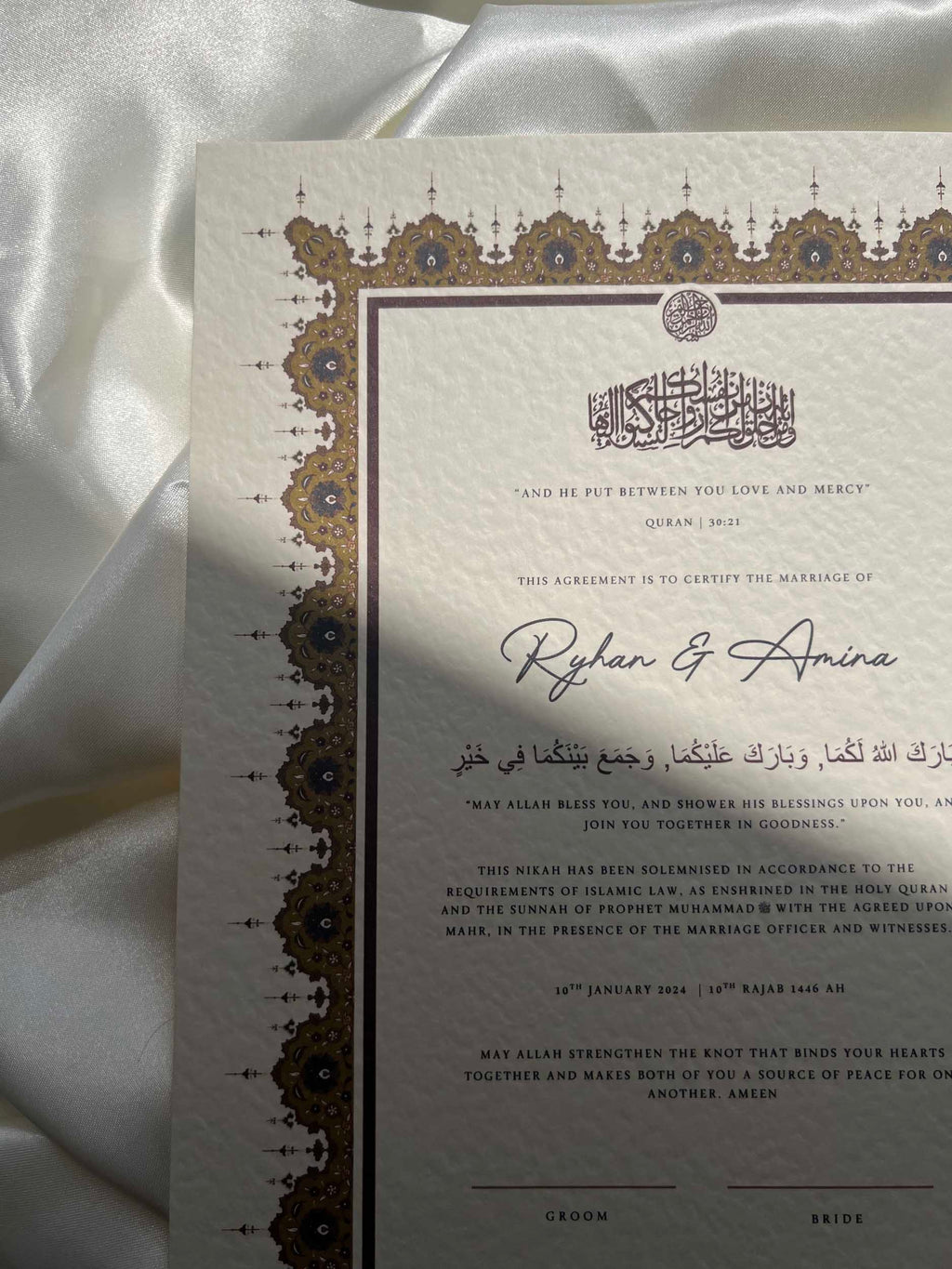 Nikah Certificate - A Heart of Gold