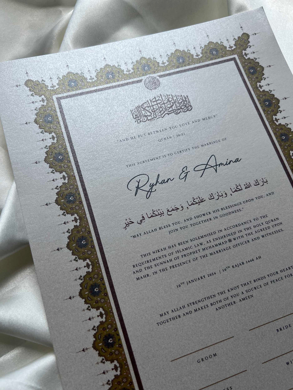 Nikah Certificate - A Heart of Gold