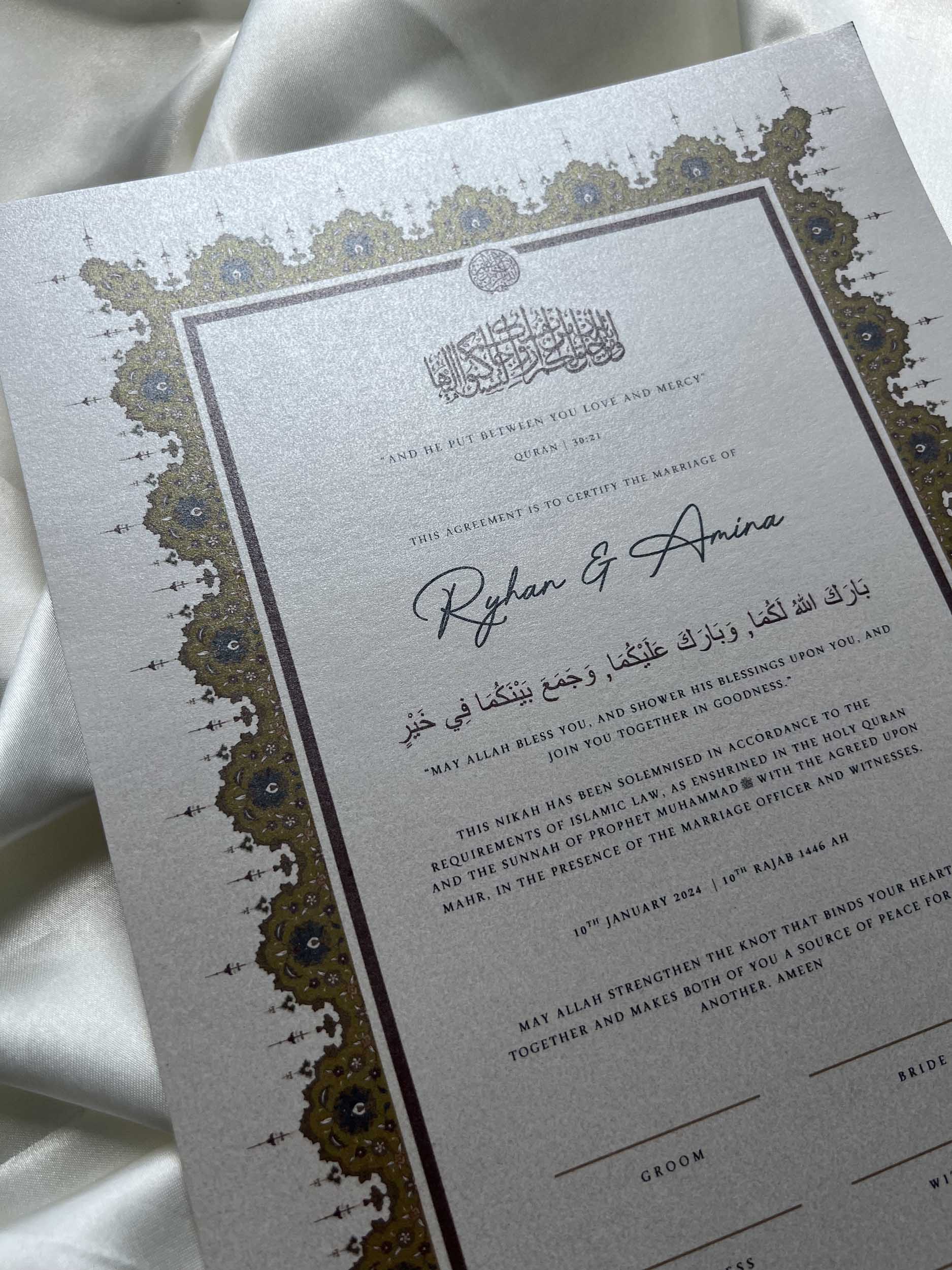 Nikah Certificate - A Heart of Gold