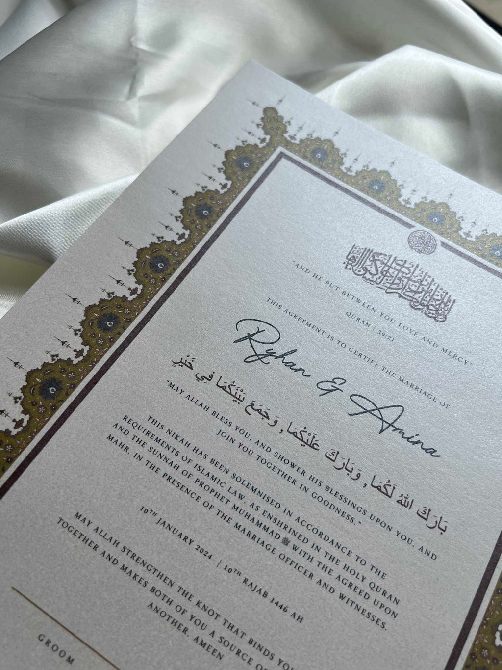 Nikah Certificate - A Heart of Gold