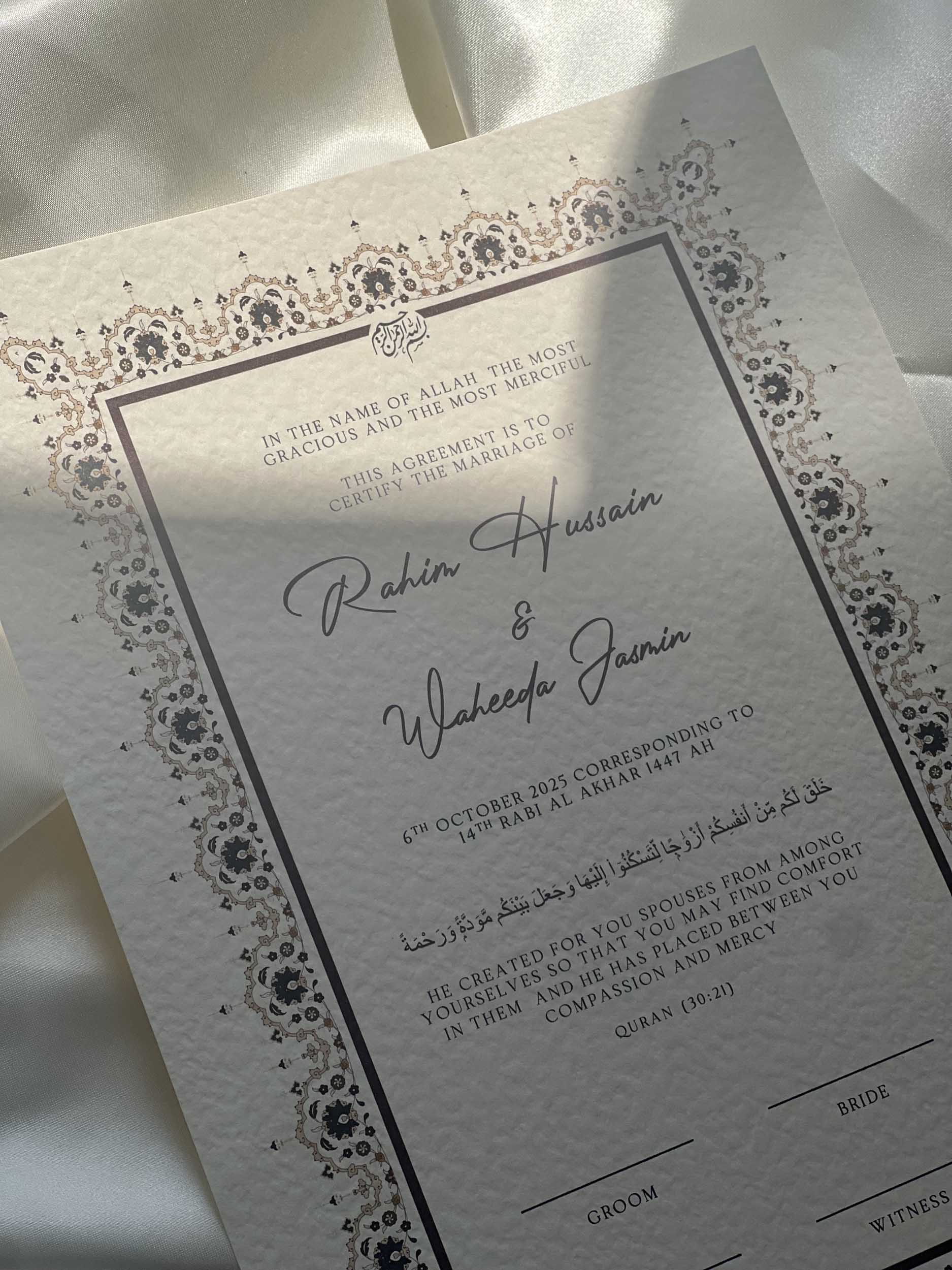 Nikah Certificate - Tranquility of Hearts + Pen