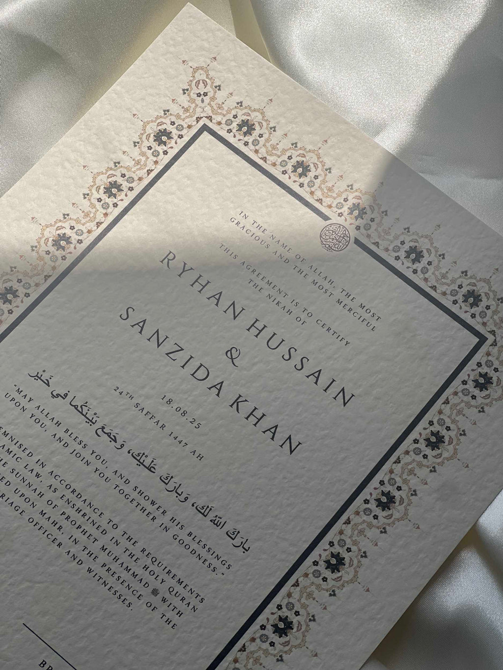 Bundle: Nikah Certificate - Moments of Love + Frame + Pen