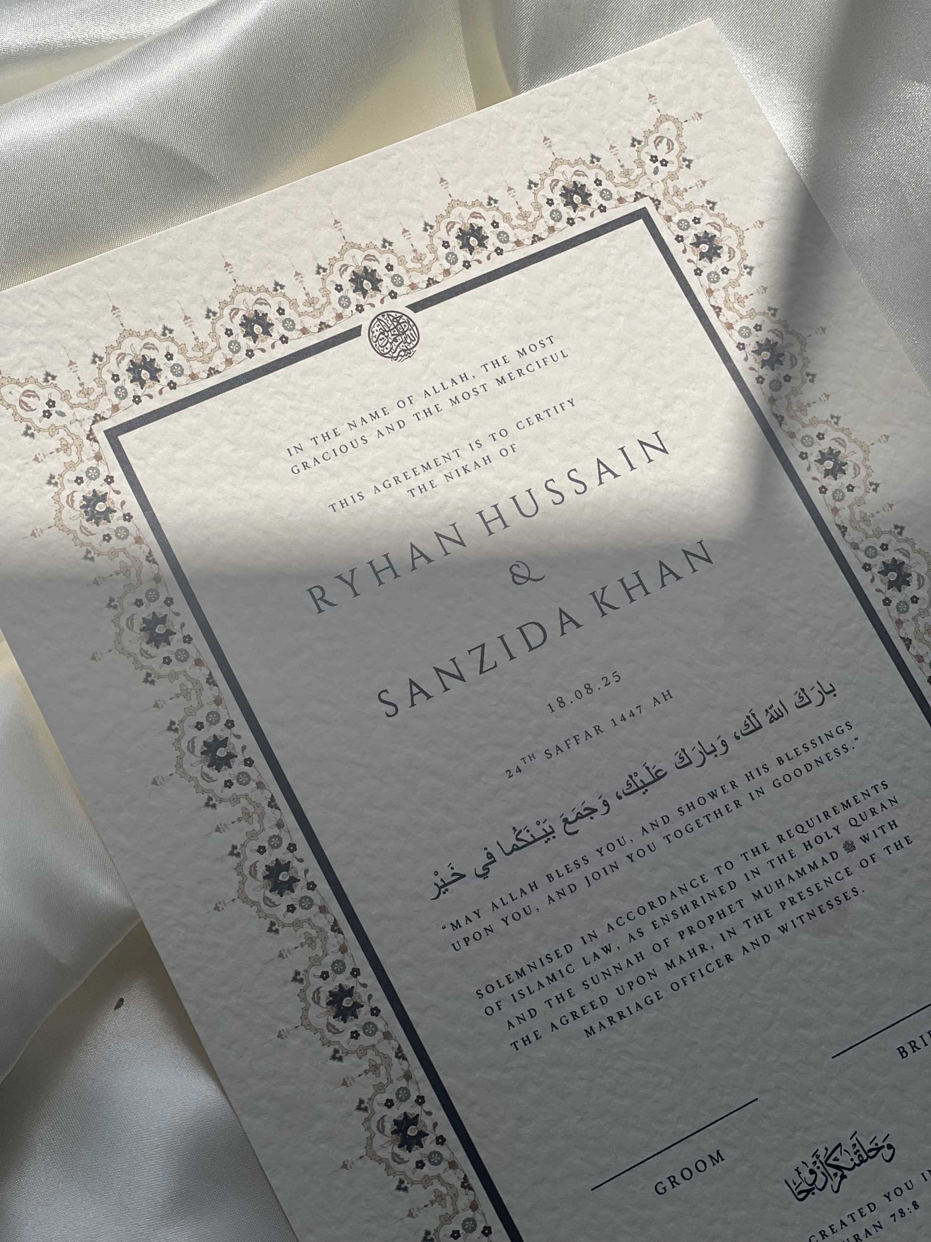 Nikah Certificate - Moments of Love
