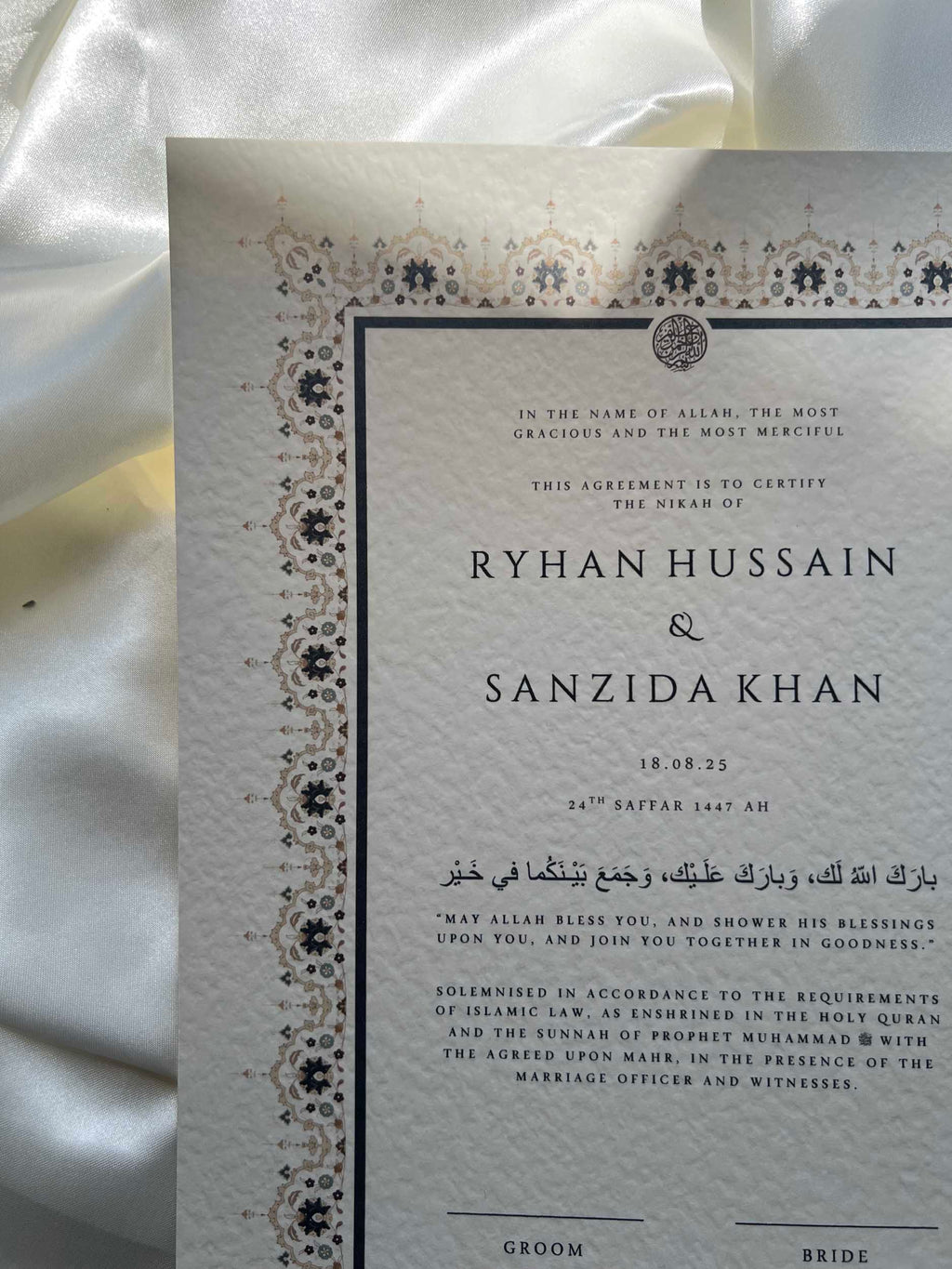 Bundle: Nikah Certificate - Moments of Love + Frame + Pen