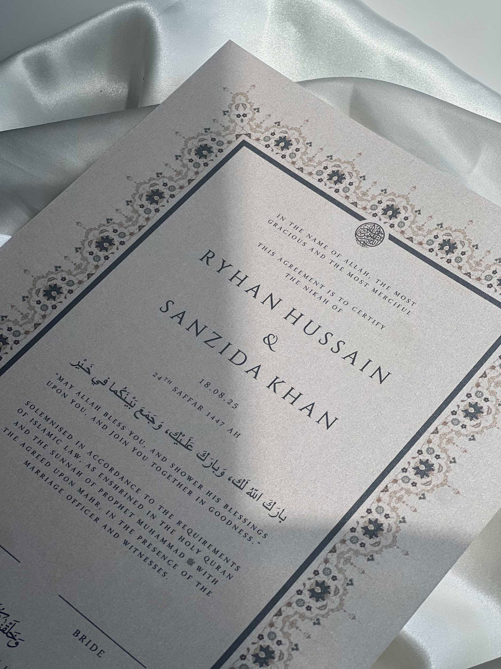 Nikah Certificate - Moments of Love